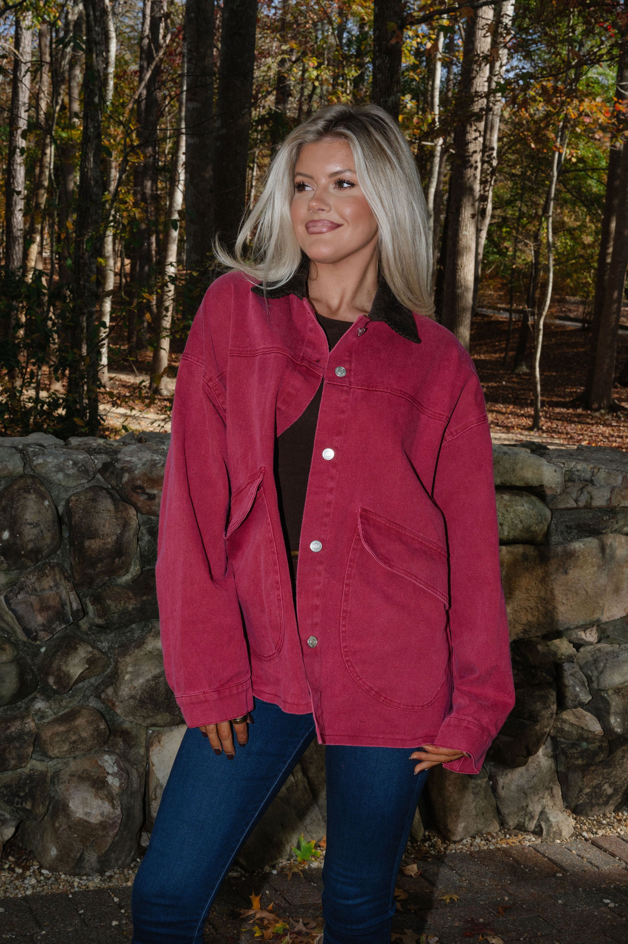 Royal Collared Jacket- Burgundy/ Brown