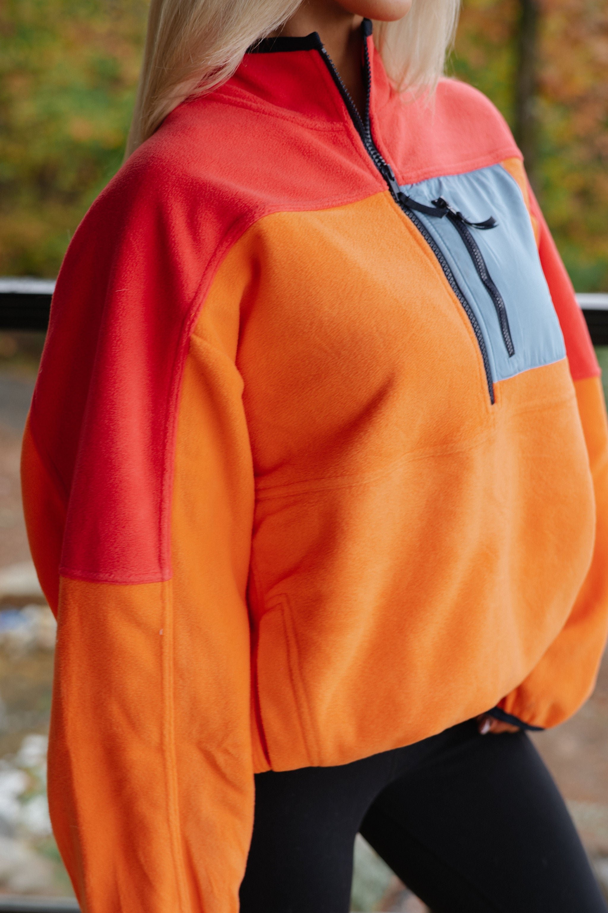 Colorblock Fleece Pullover-Sunset