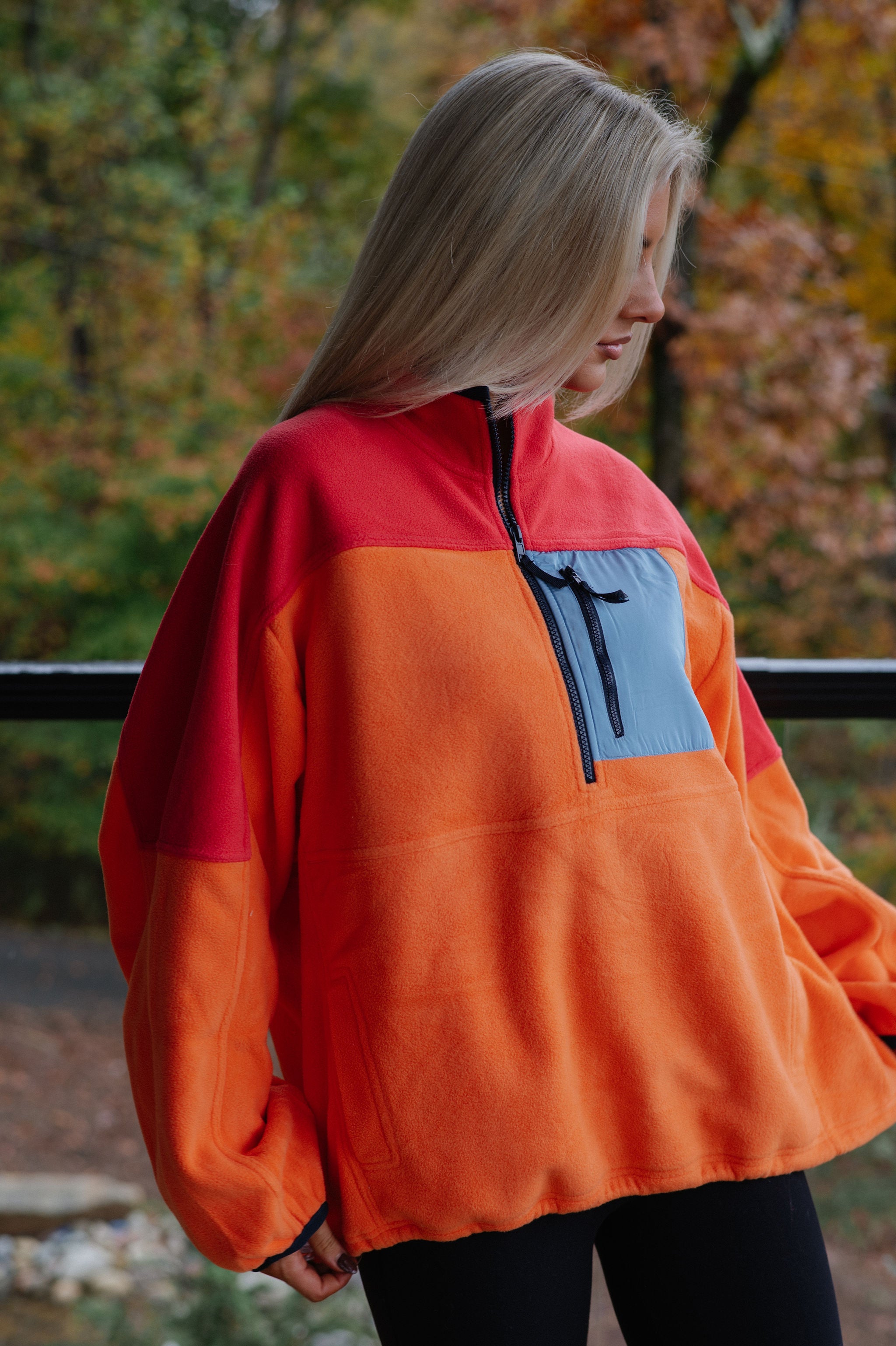Colorblock Fleece Pullover-Sunset