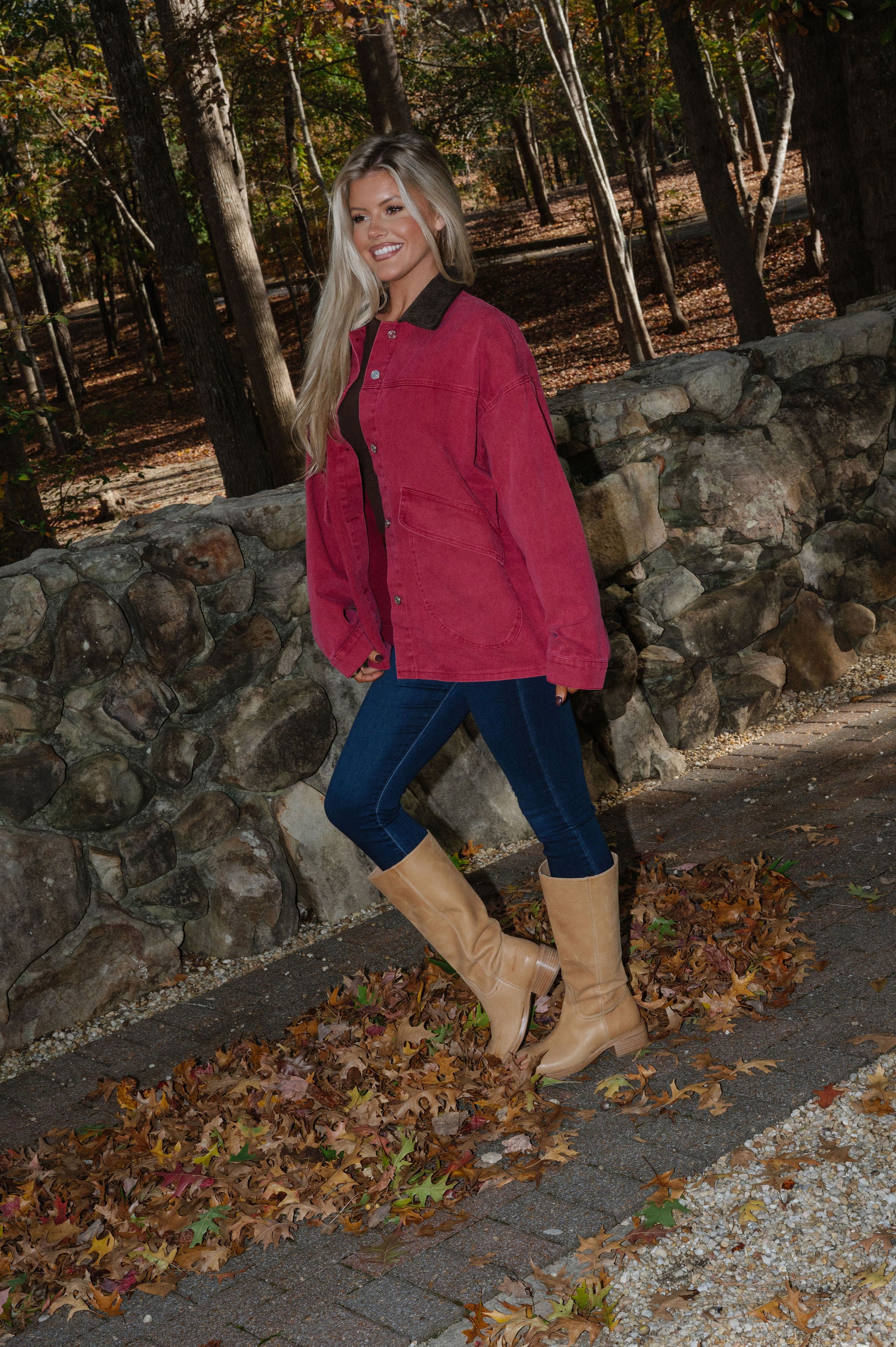 Royal Collared Jacket- Burgundy/ Brown