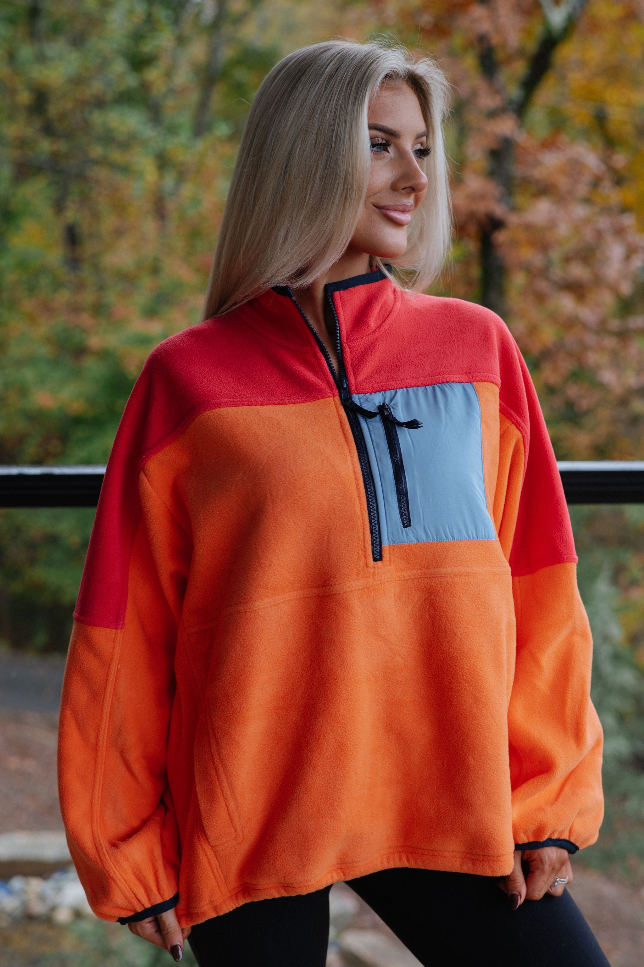 Colorblock Fleece Pullover-Sunset