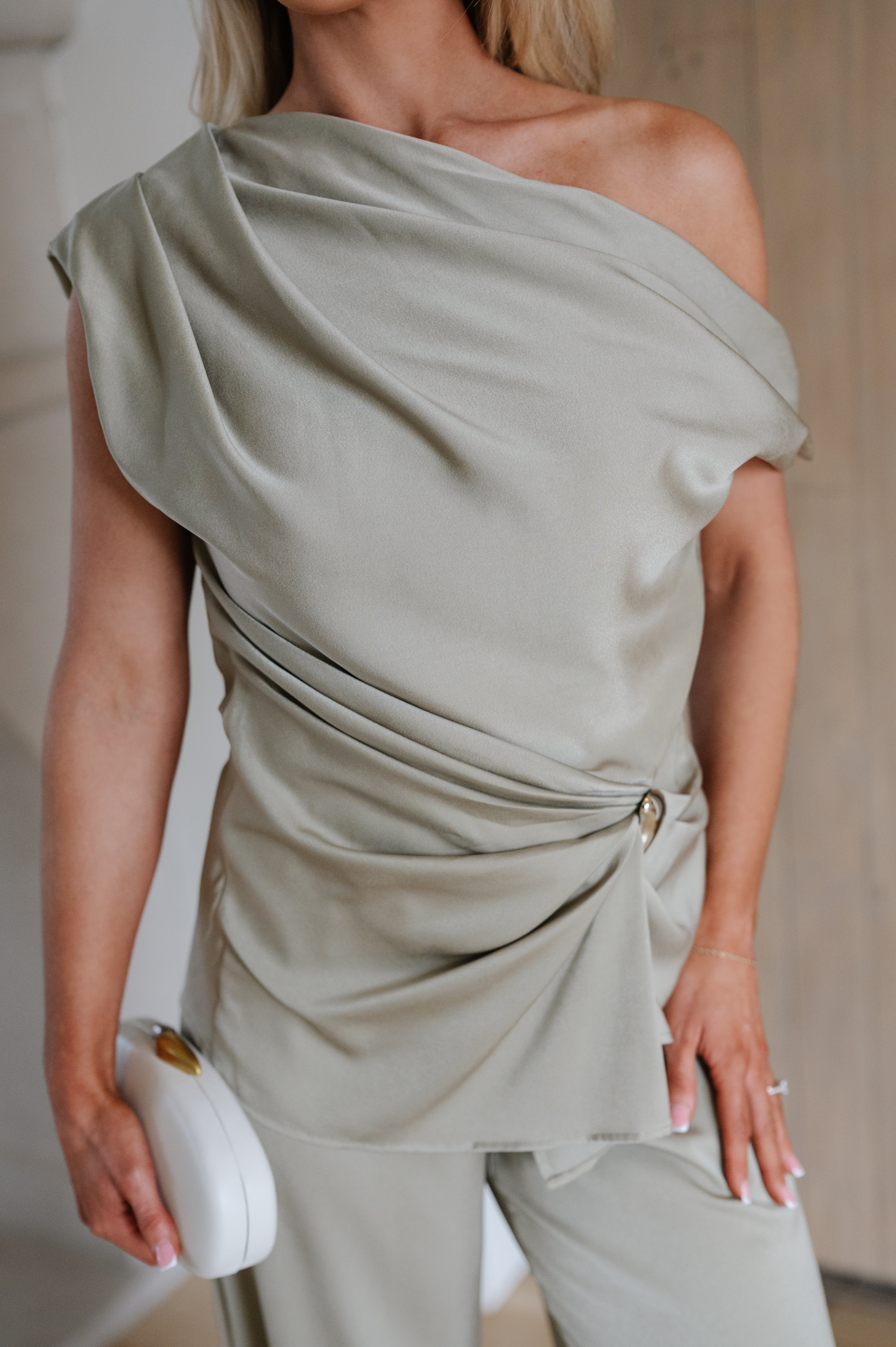 Sienna Satin Pant Set-Sage