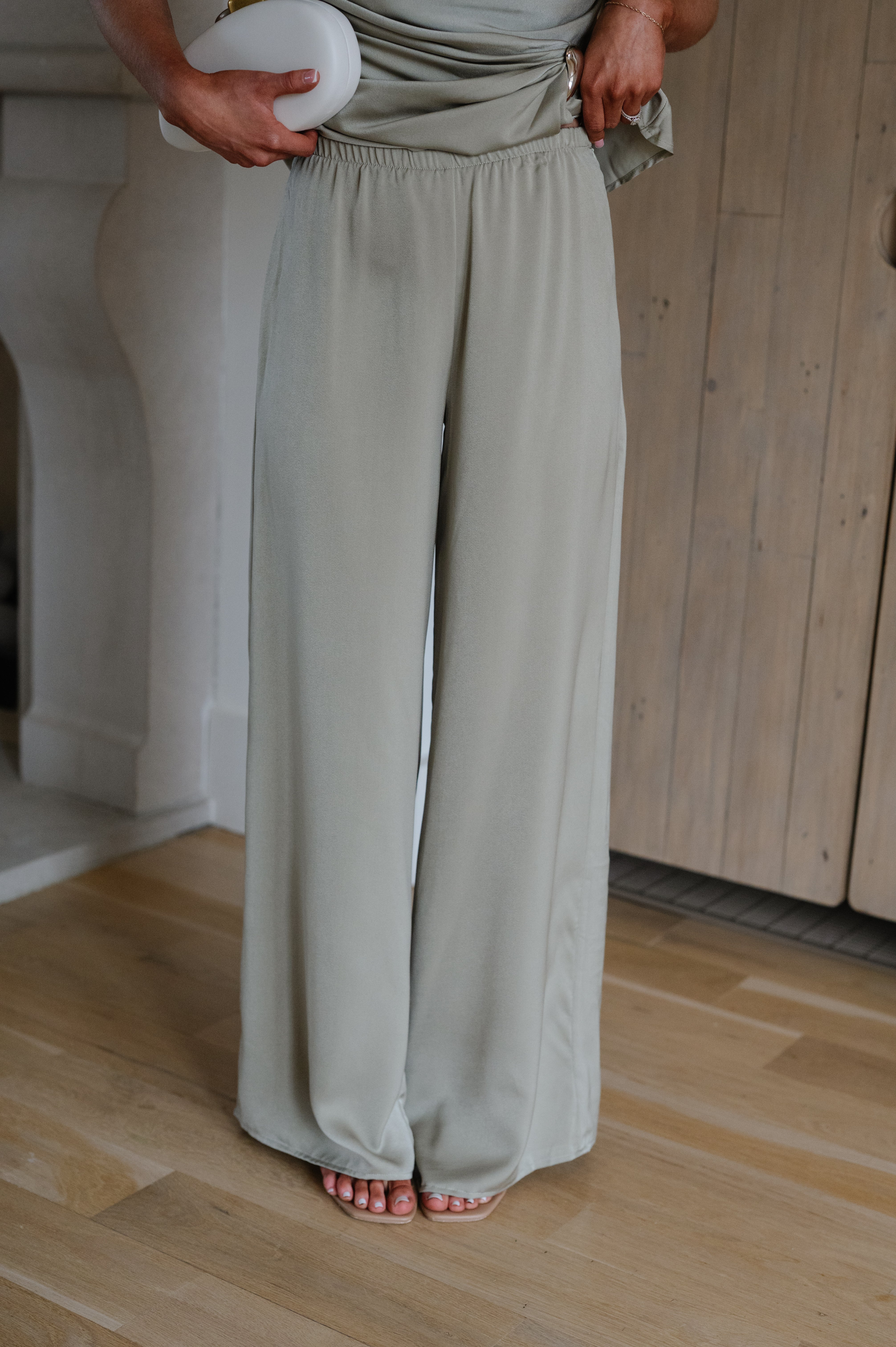 Sienna Satin Pant Set-Sage