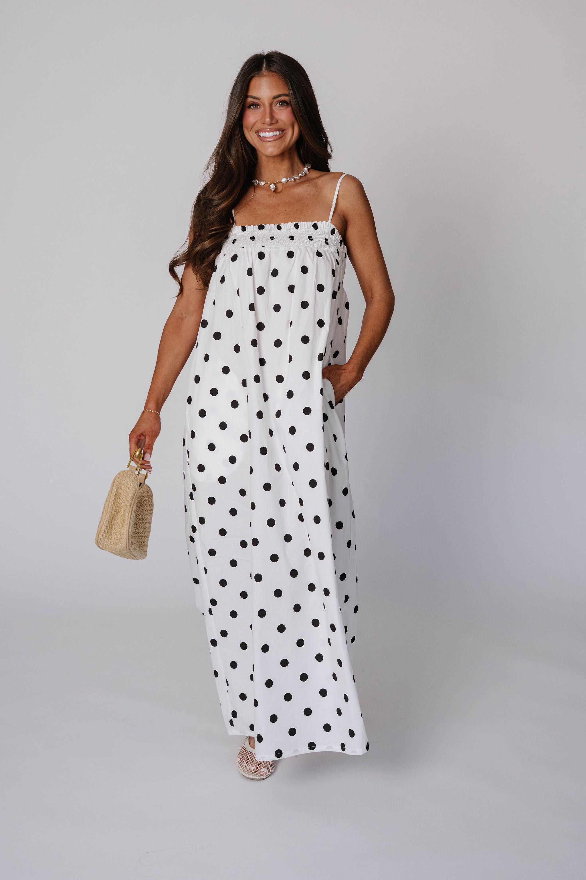 Sleeveless Polka Dot Poplin Dress