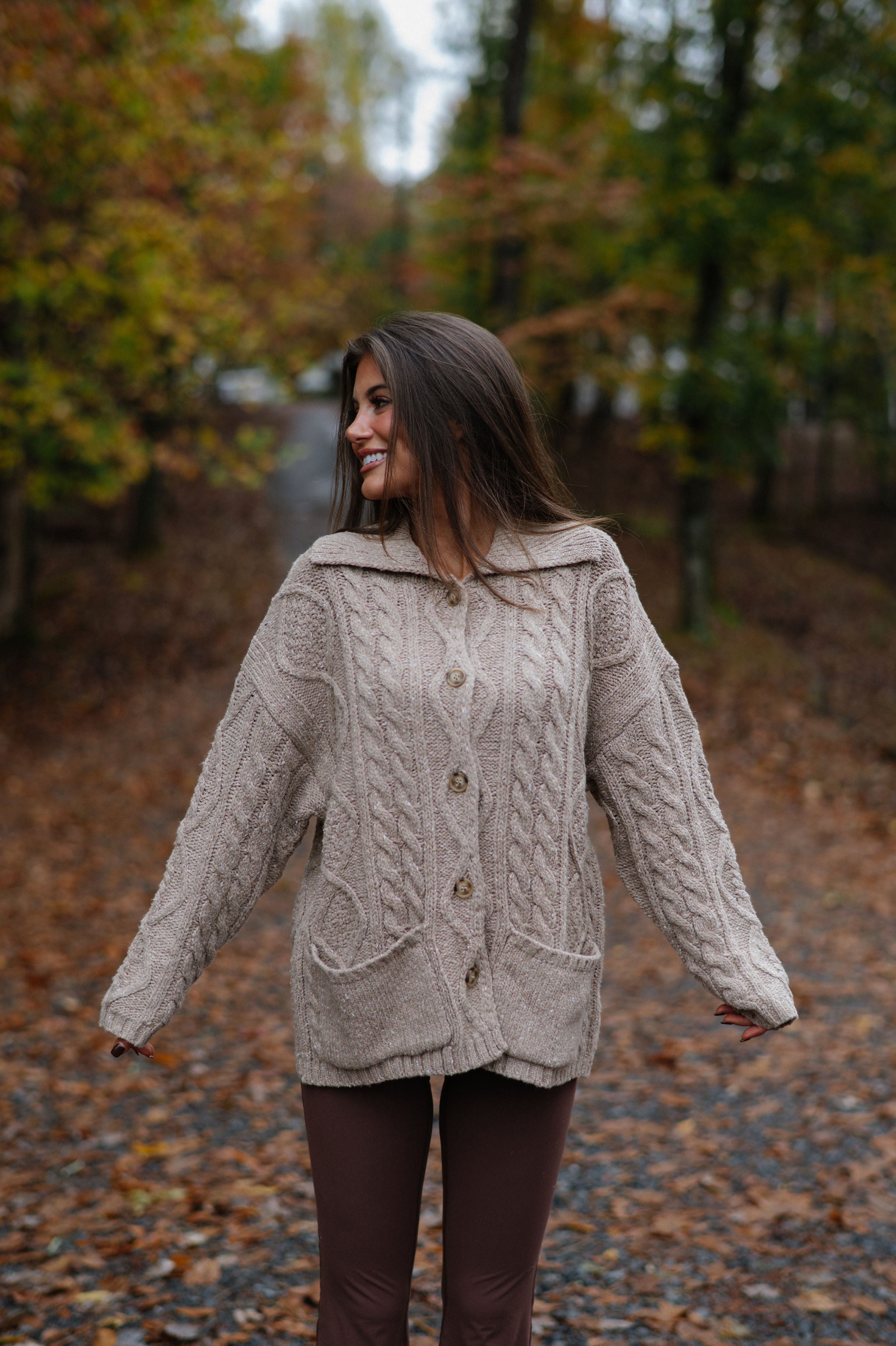 Rachel Chunky Cardigan-Beige