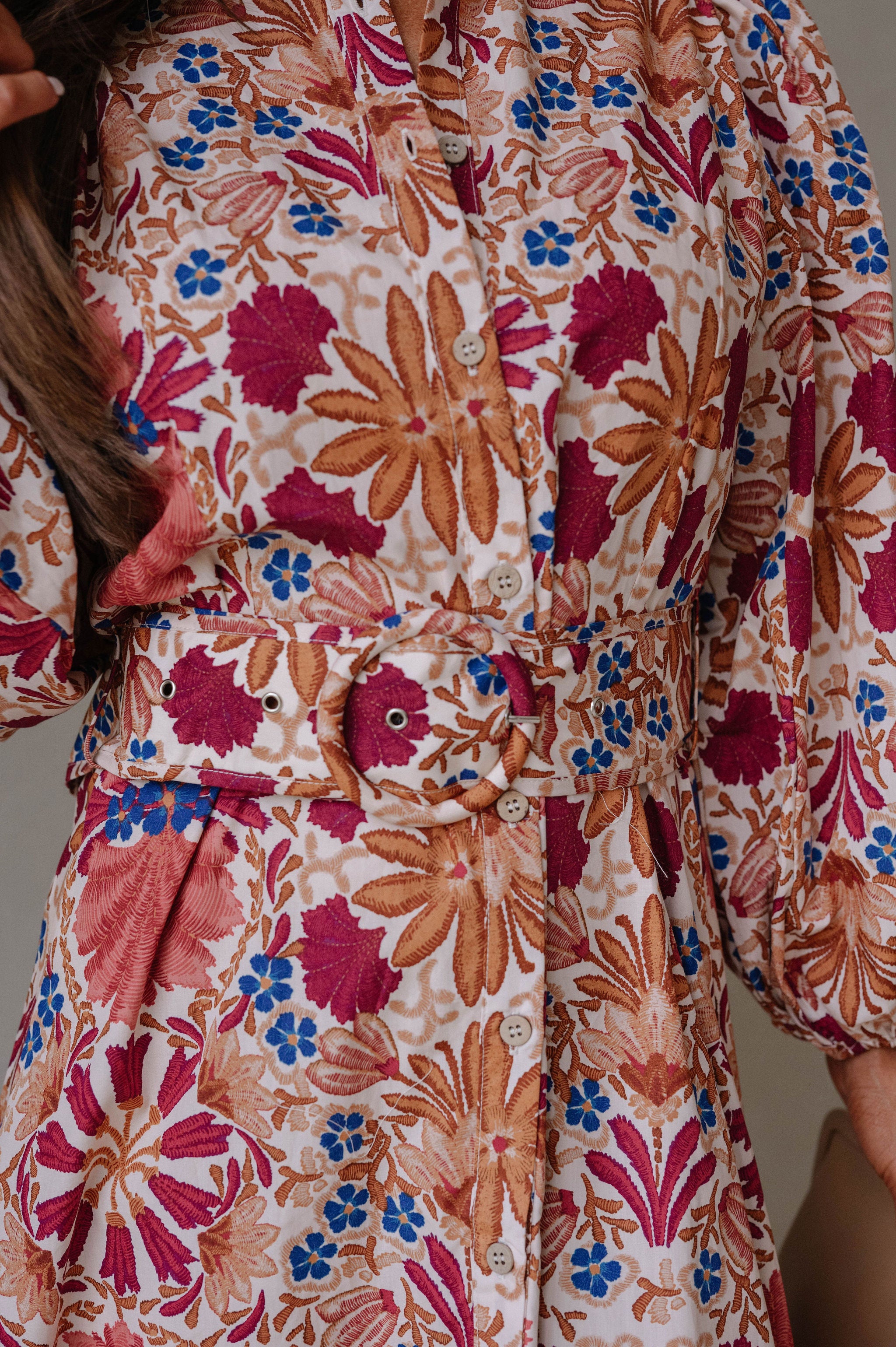 Claire Dress-Cream/Rust