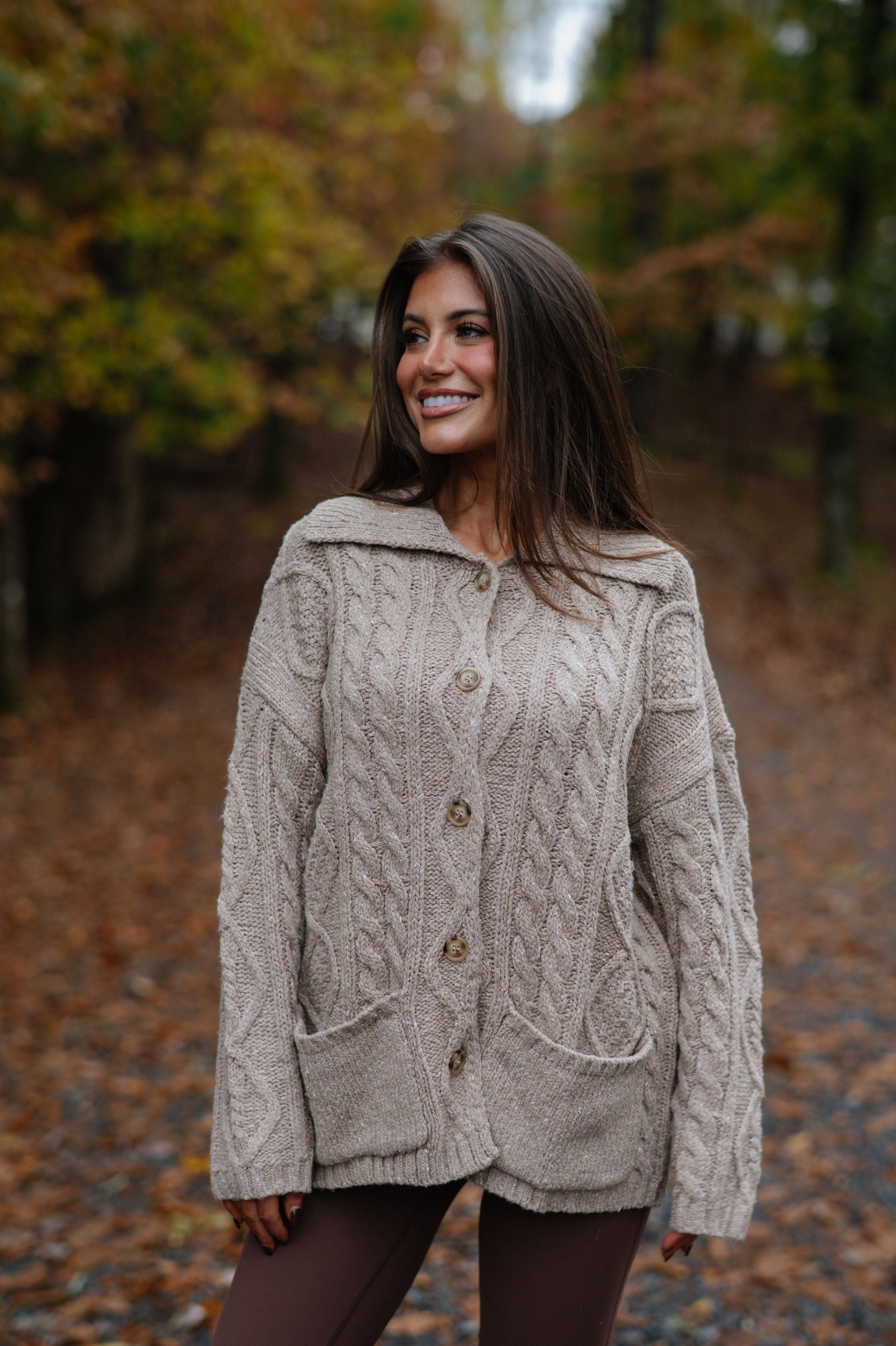 Rachel Chunky Cardigan-Beige