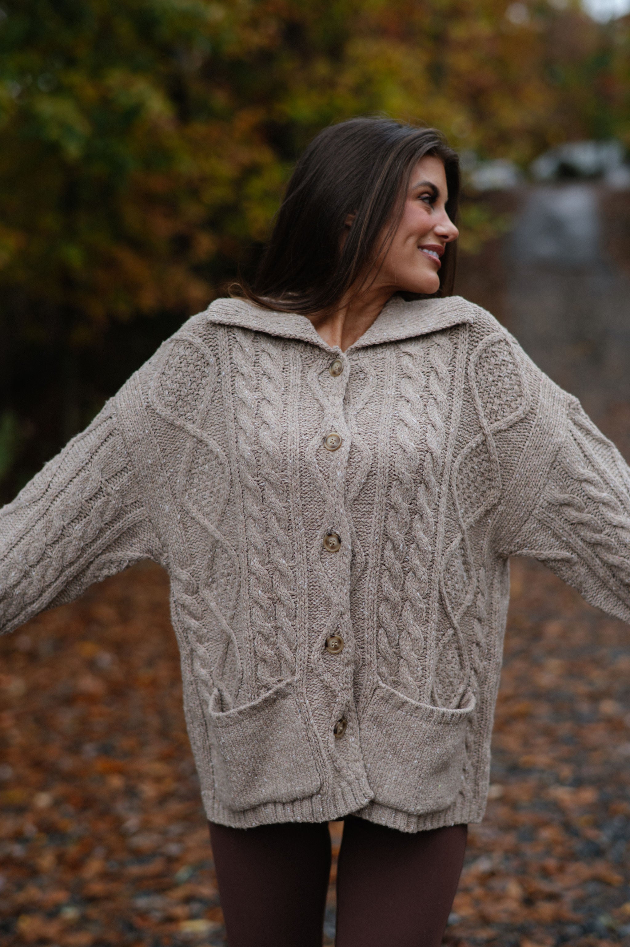 Rachel Chunky Cardigan-Beige