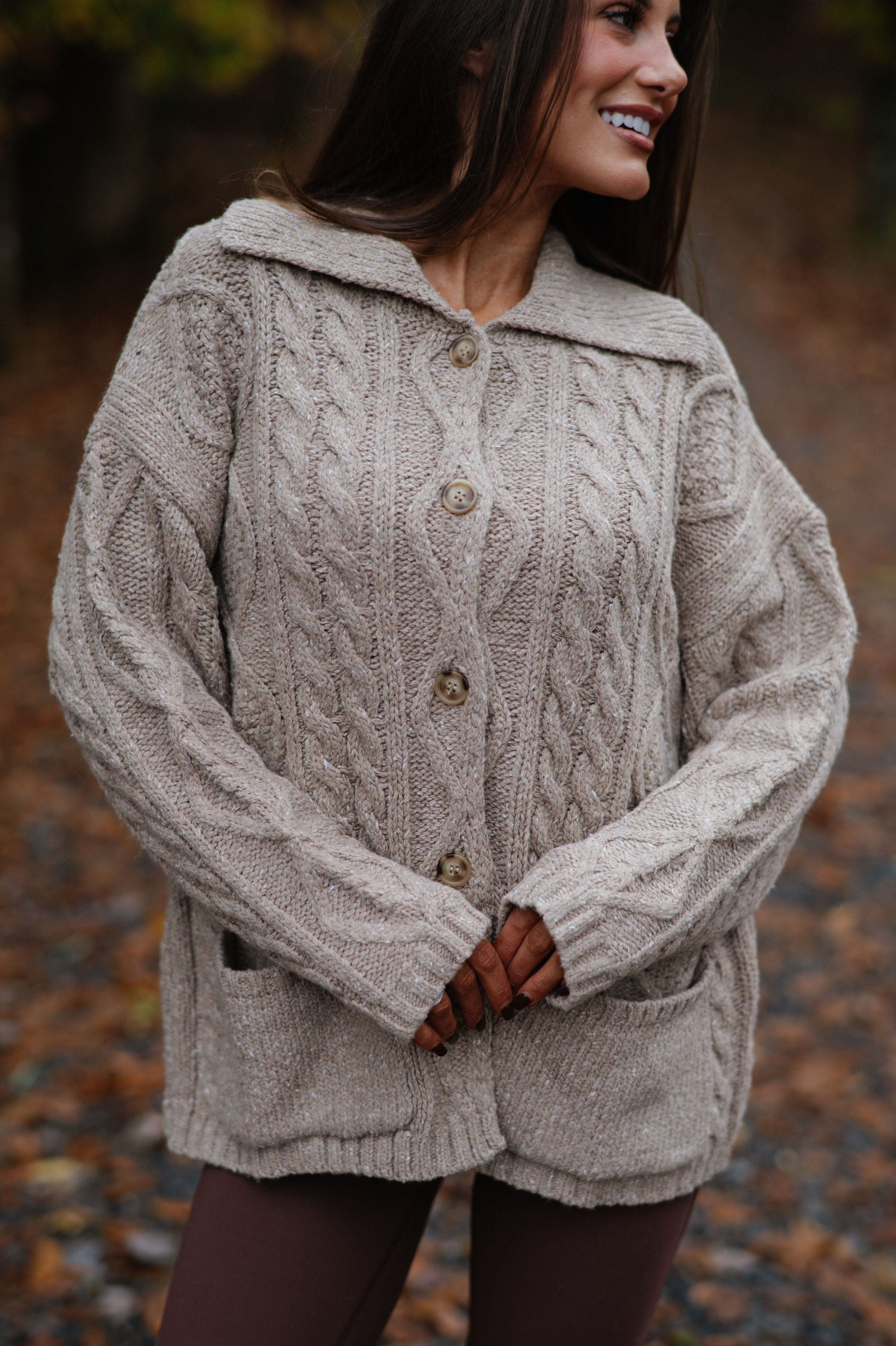 Rachel Chunky Cardigan-Beige