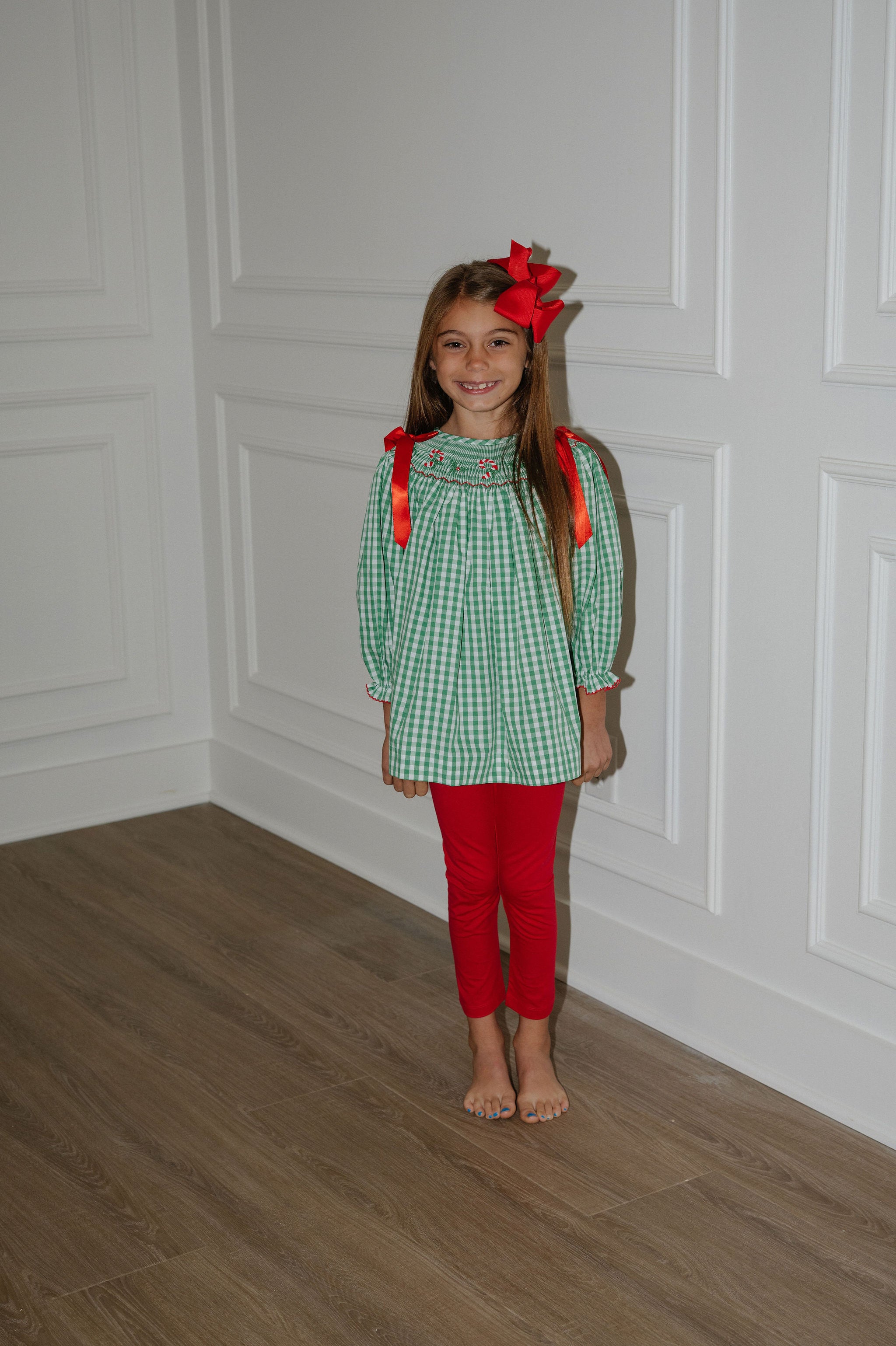 Smocked Candy Cane Bishop Pants Set