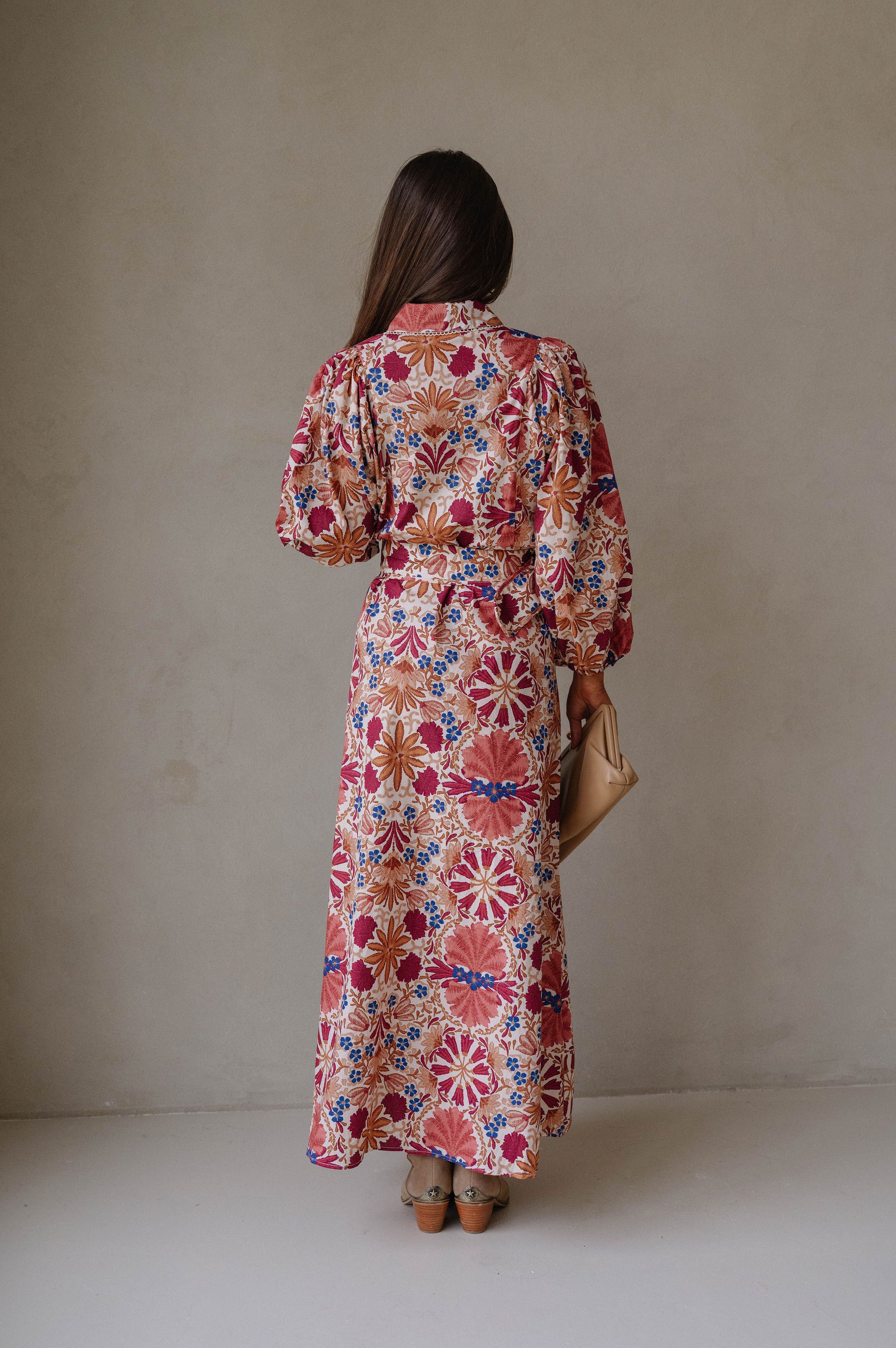 Claire Dress-Cream/Rust