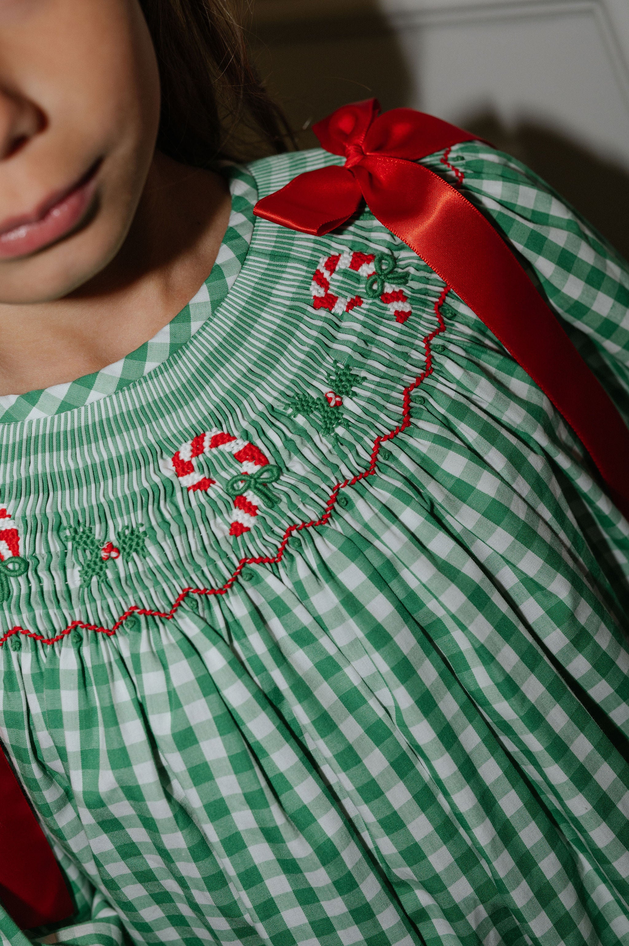 Smocked Candy Cane Bishop Pants Set