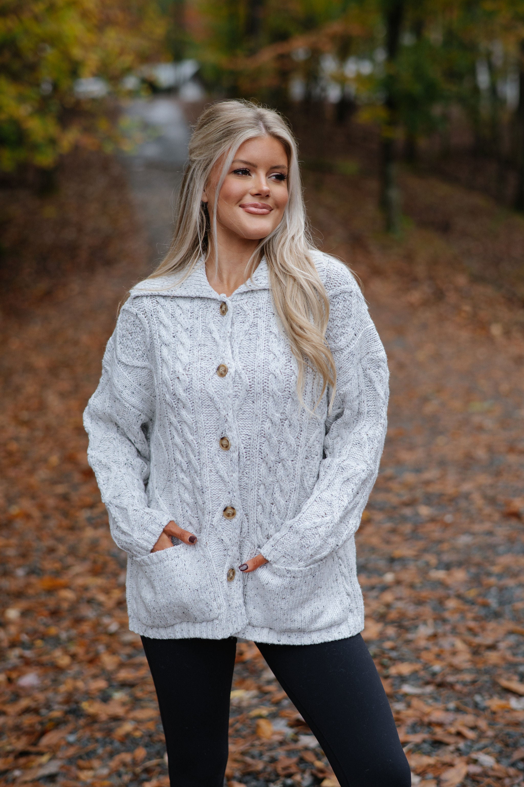 Rachel Chunky Cardigan-Heather Grey