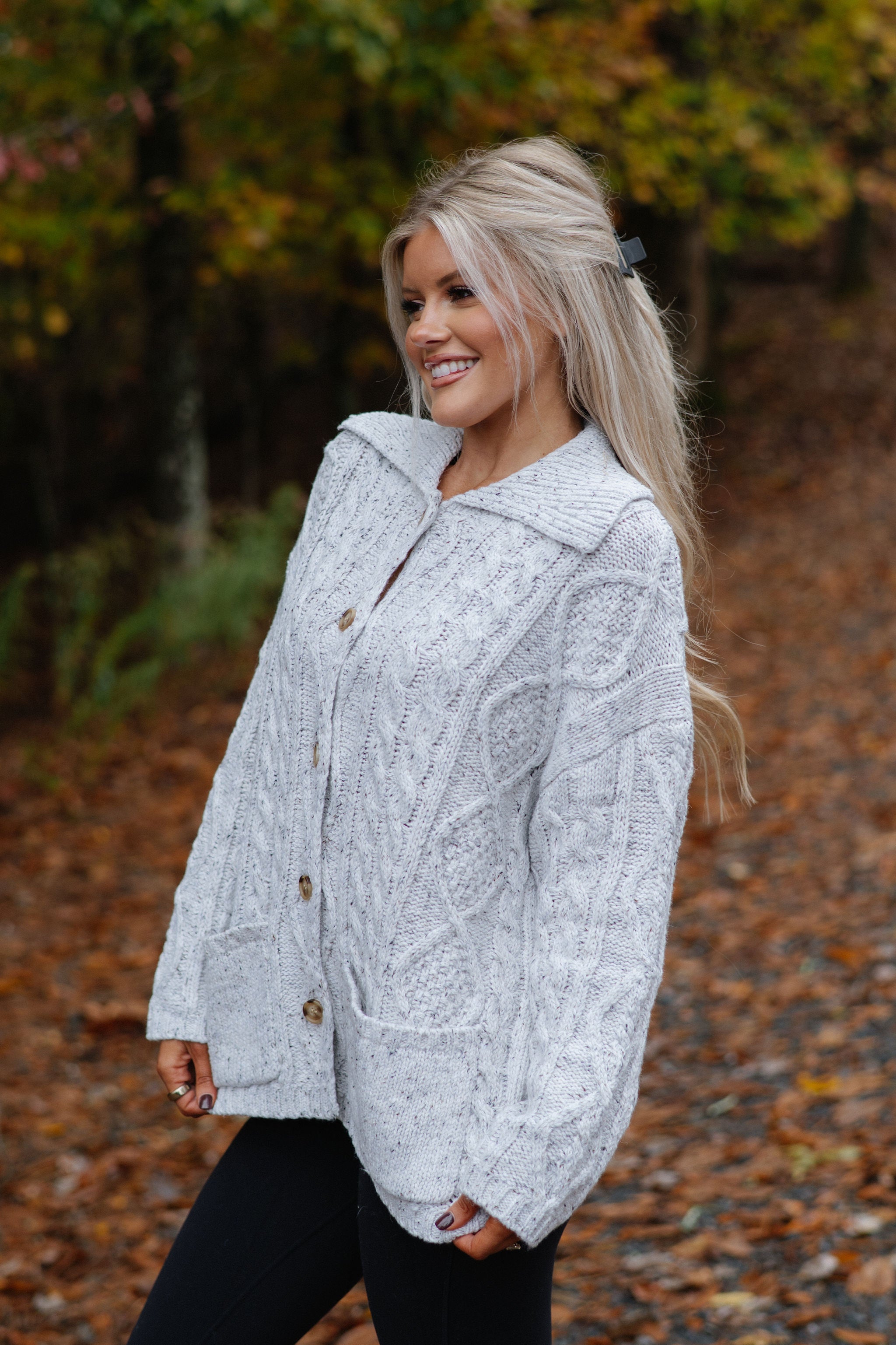 Rachel Chunky Cardigan-Heather Grey