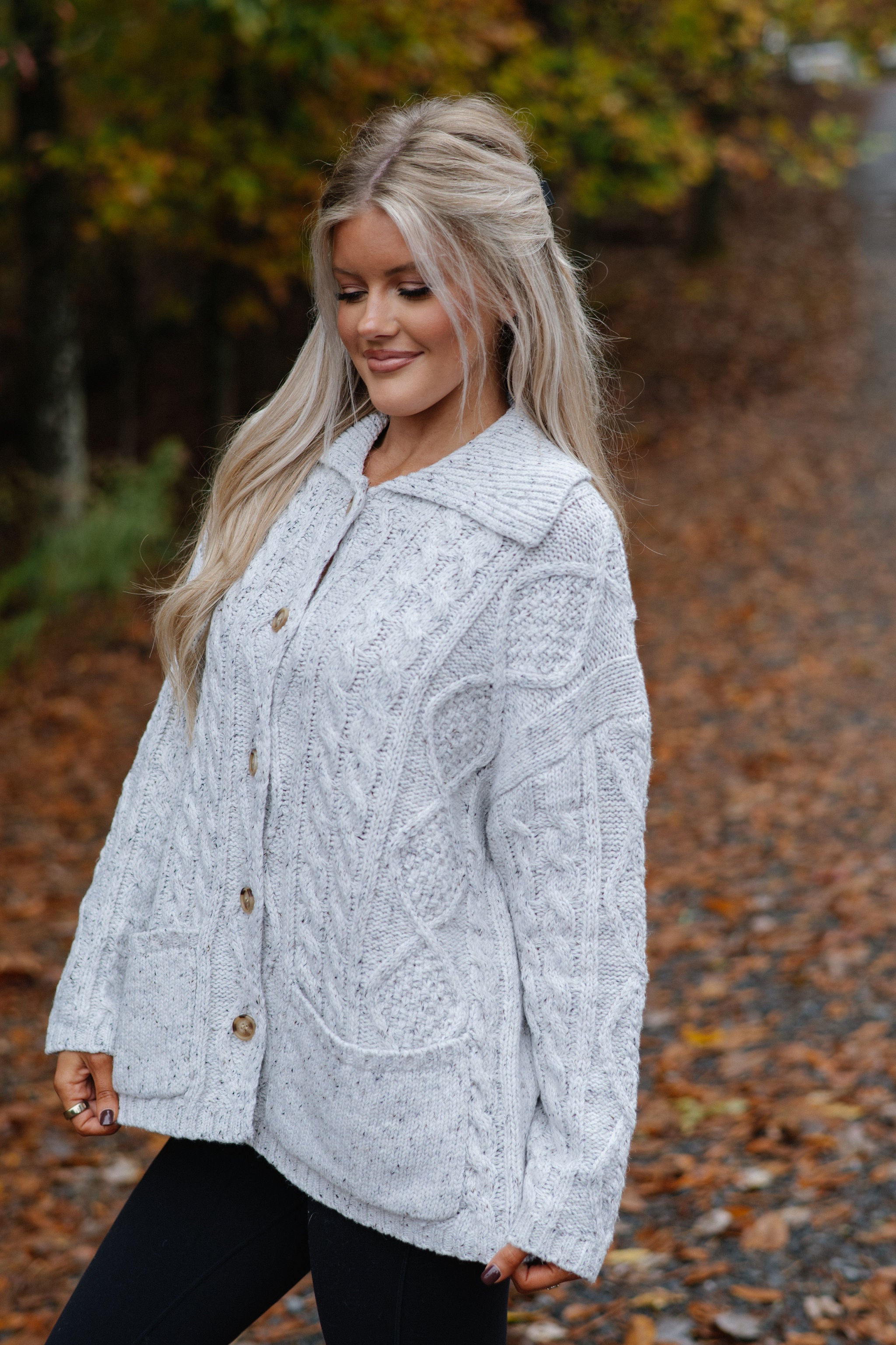 Rachel Chunky Cardigan-Heather Grey