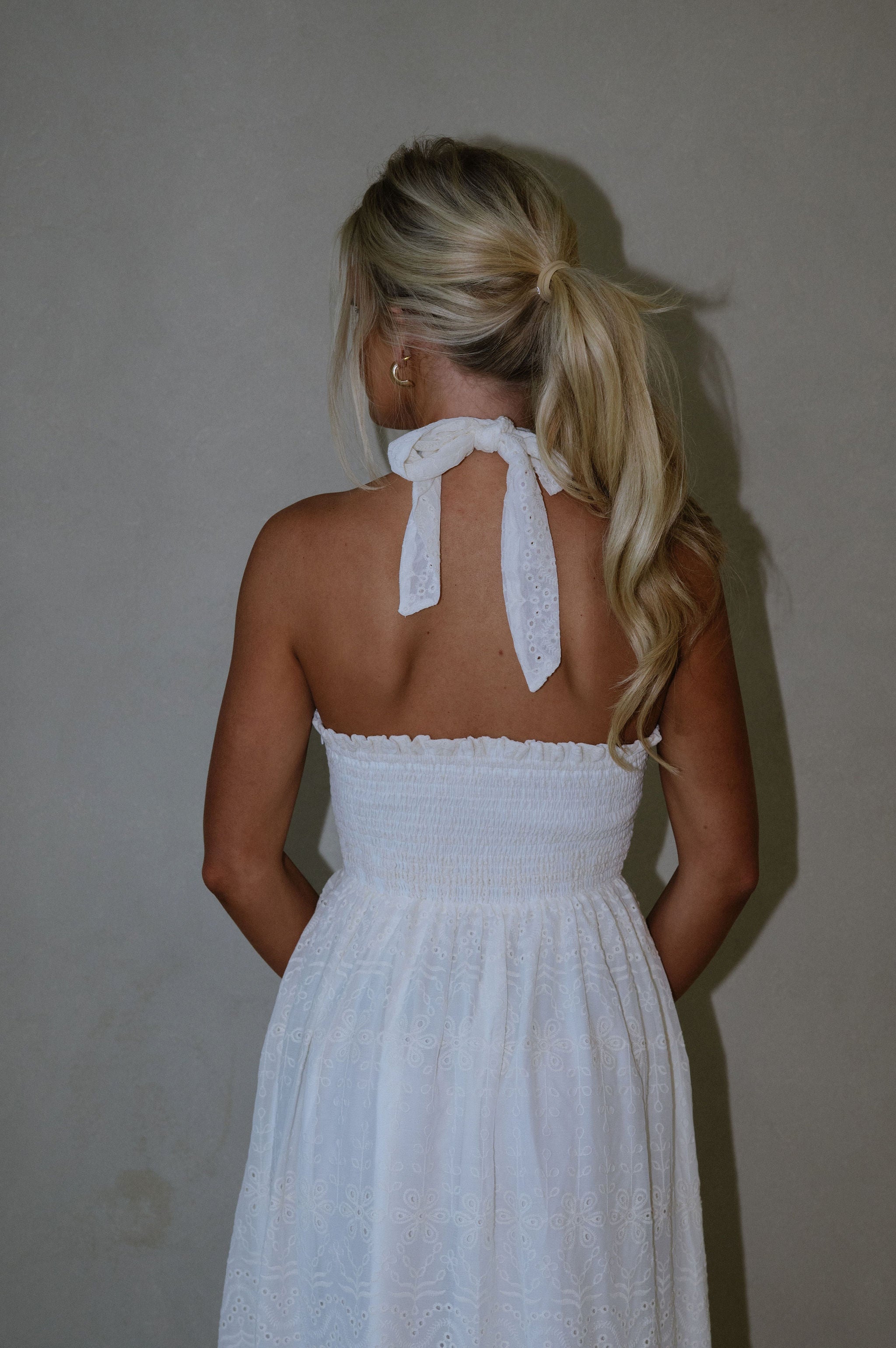 Serena Halter Neck Maxi Dress-Off White