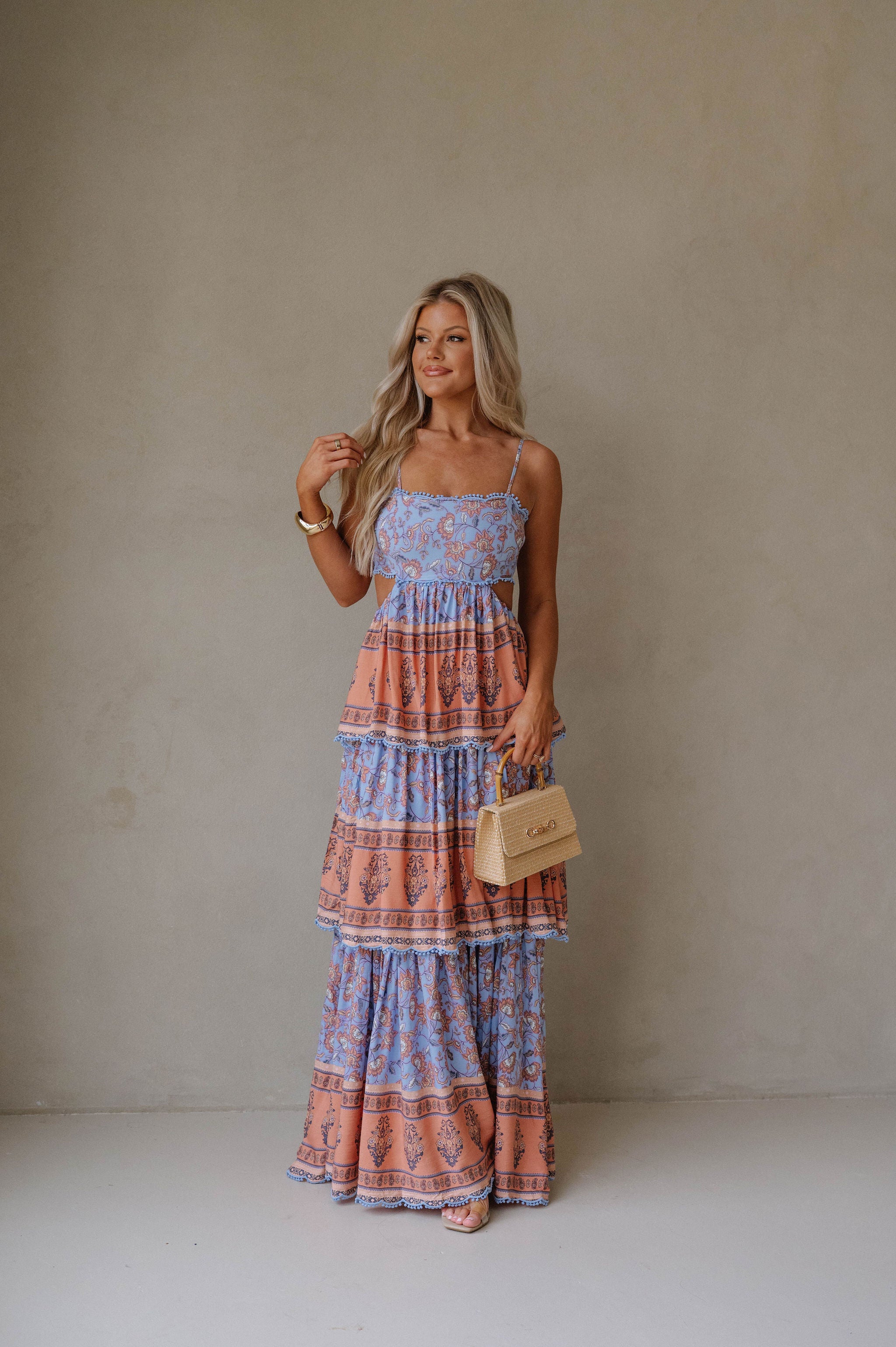 Sal Tiered Maxi Dress-Blue Multi