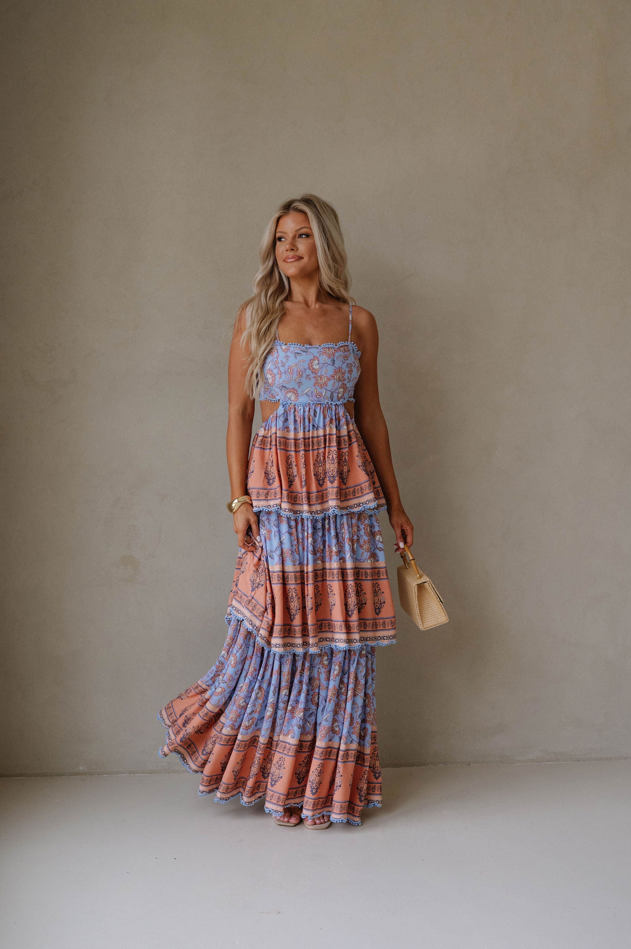 Sal Tiered Maxi Dress-Blue Multi