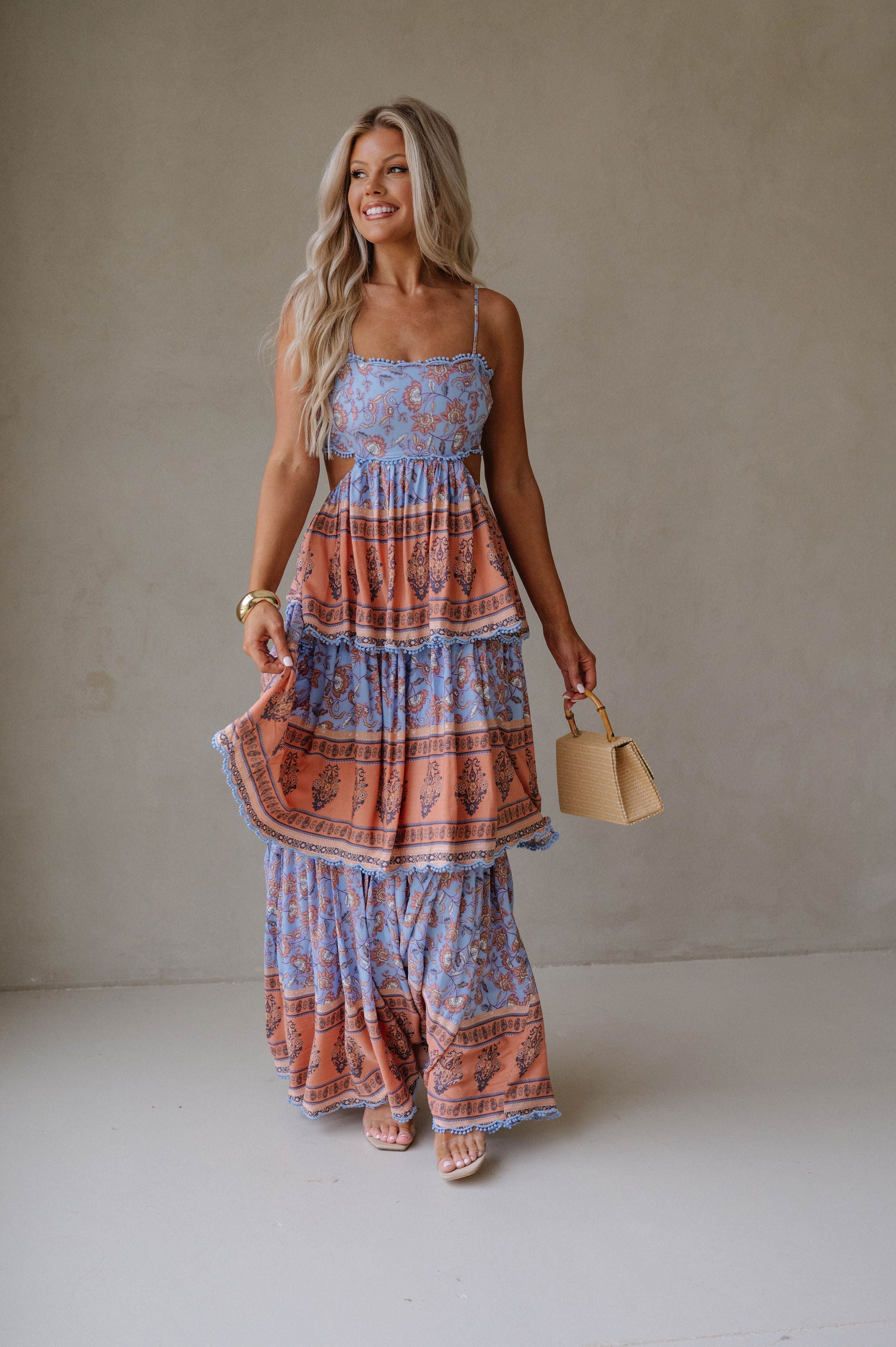 Sal Tiered Maxi Dress-Blue Multi