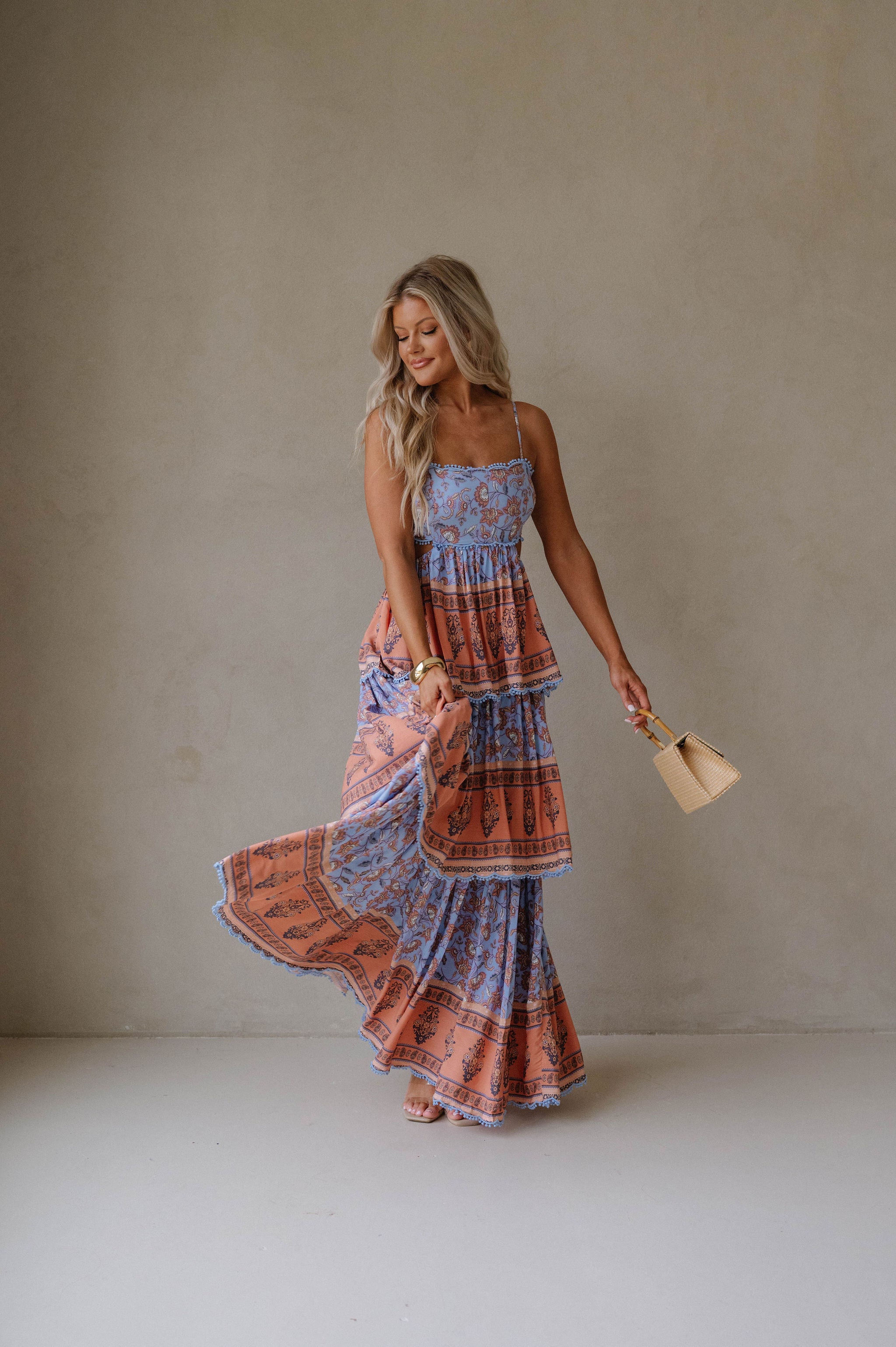 Sal Tiered Maxi Dress-Blue Multi