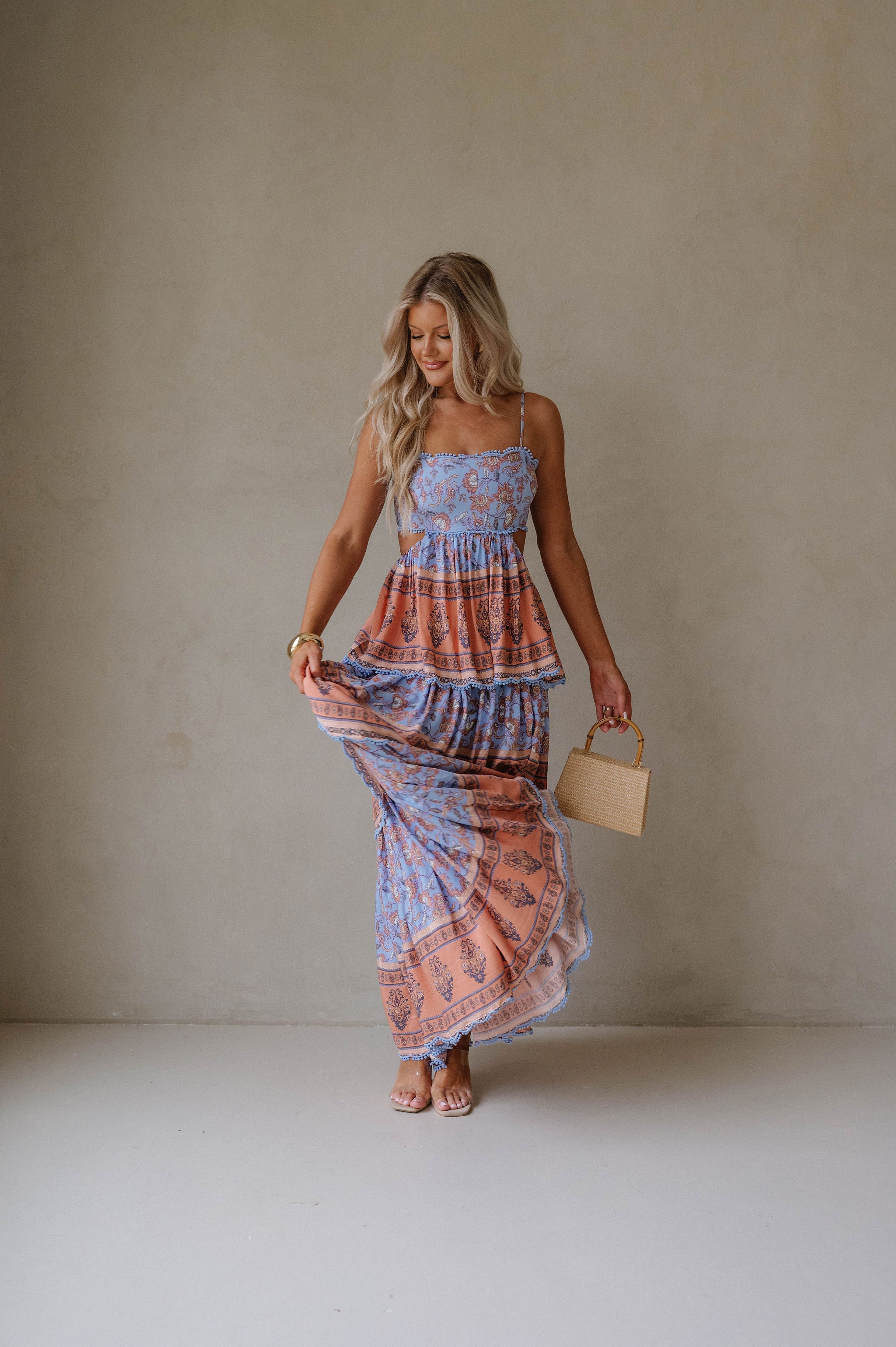Sal Tiered Maxi Dress-Blue Multi