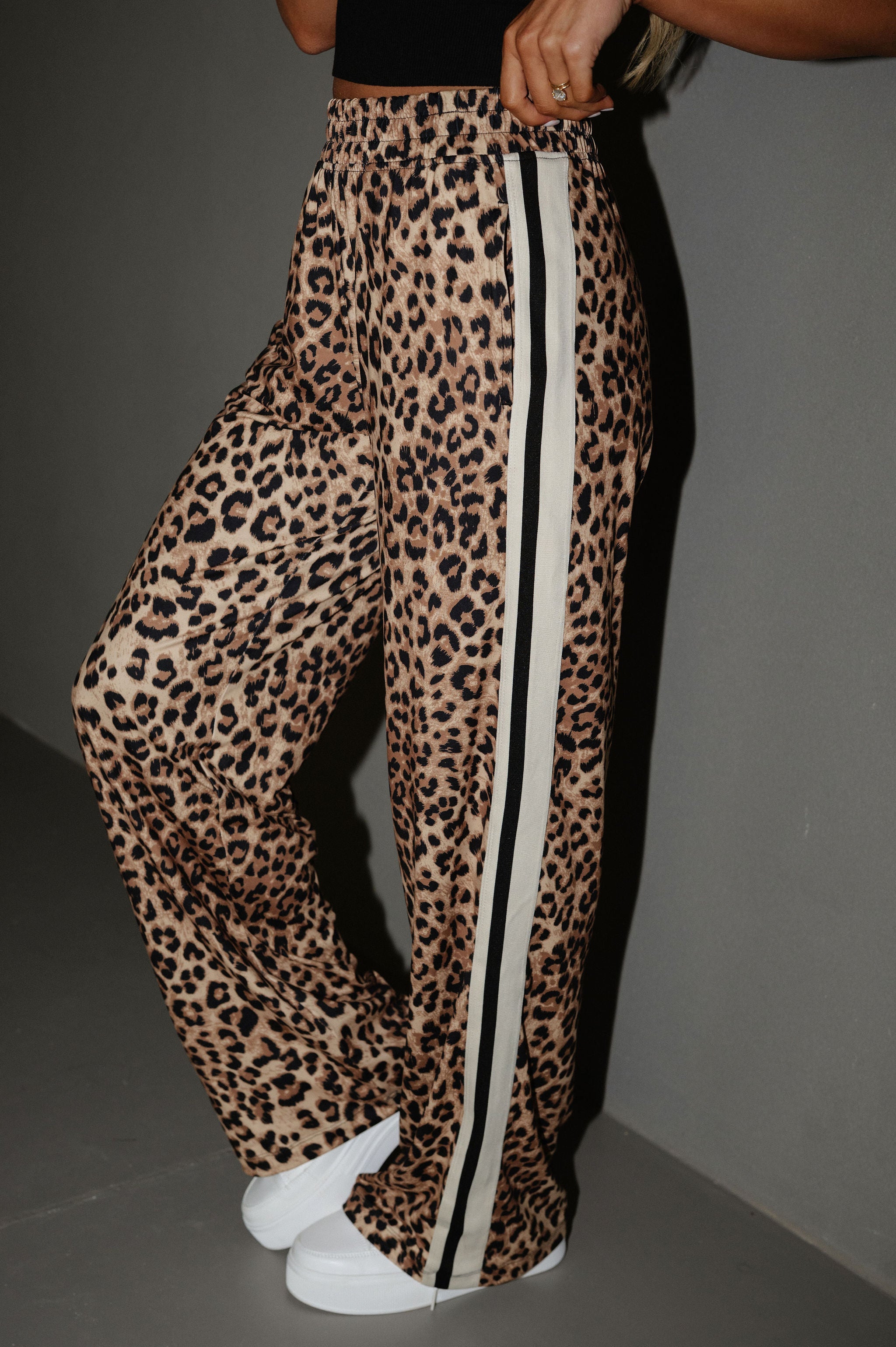Animal Print Pants-Brown/Black