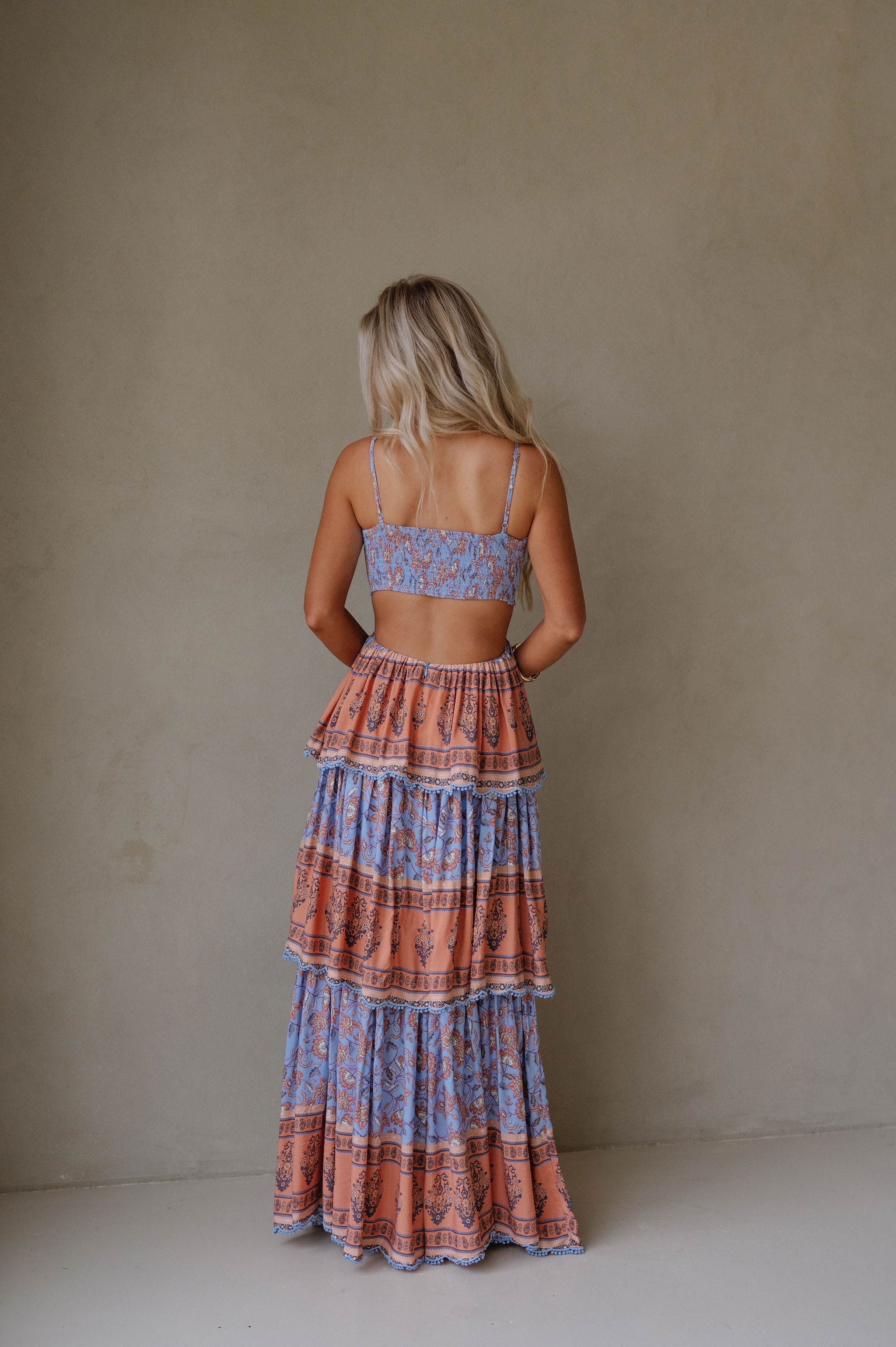 Sal Tiered Maxi Dress-Blue Multi