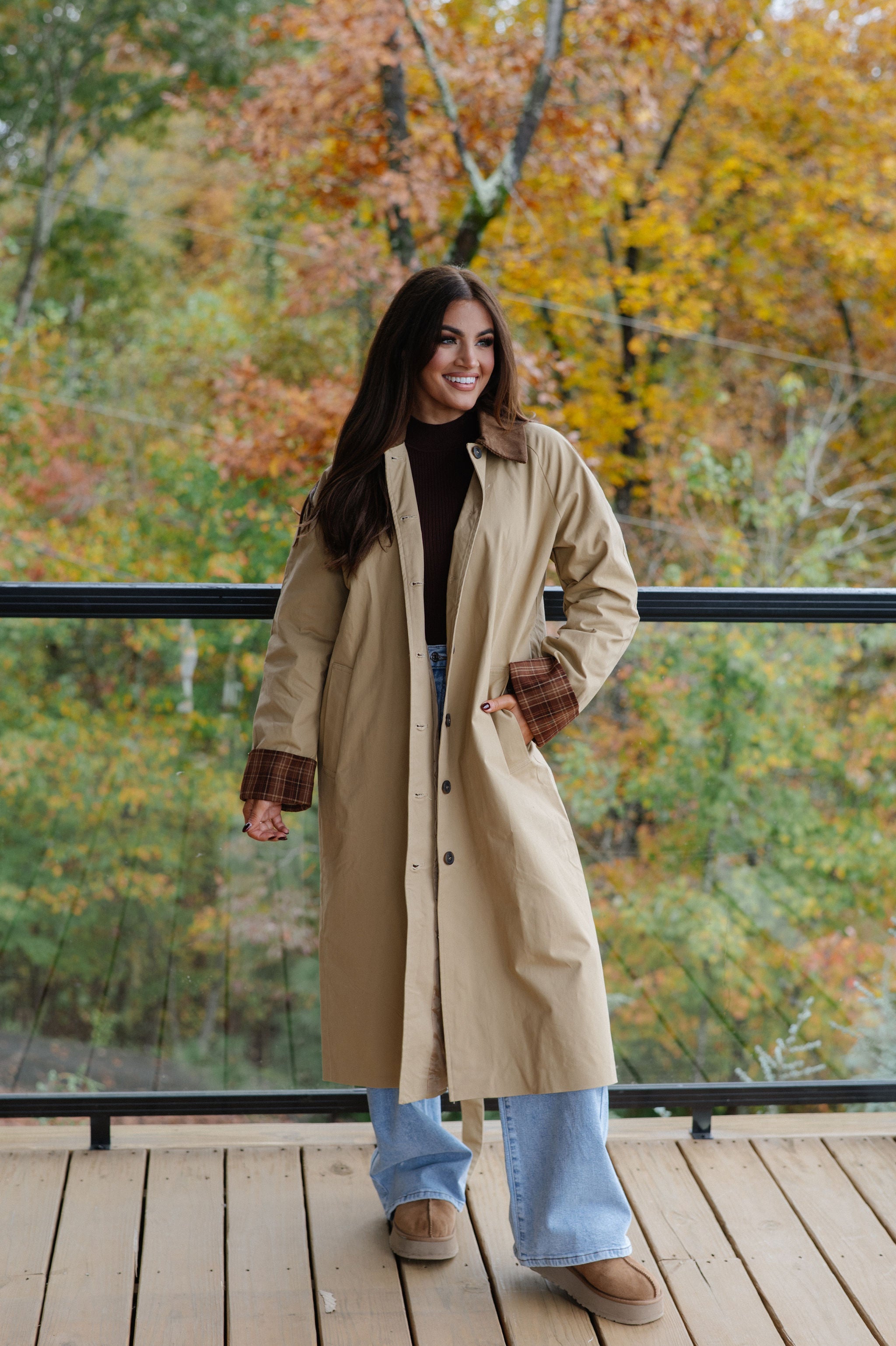 Corduroy Collar Coat-Khaki