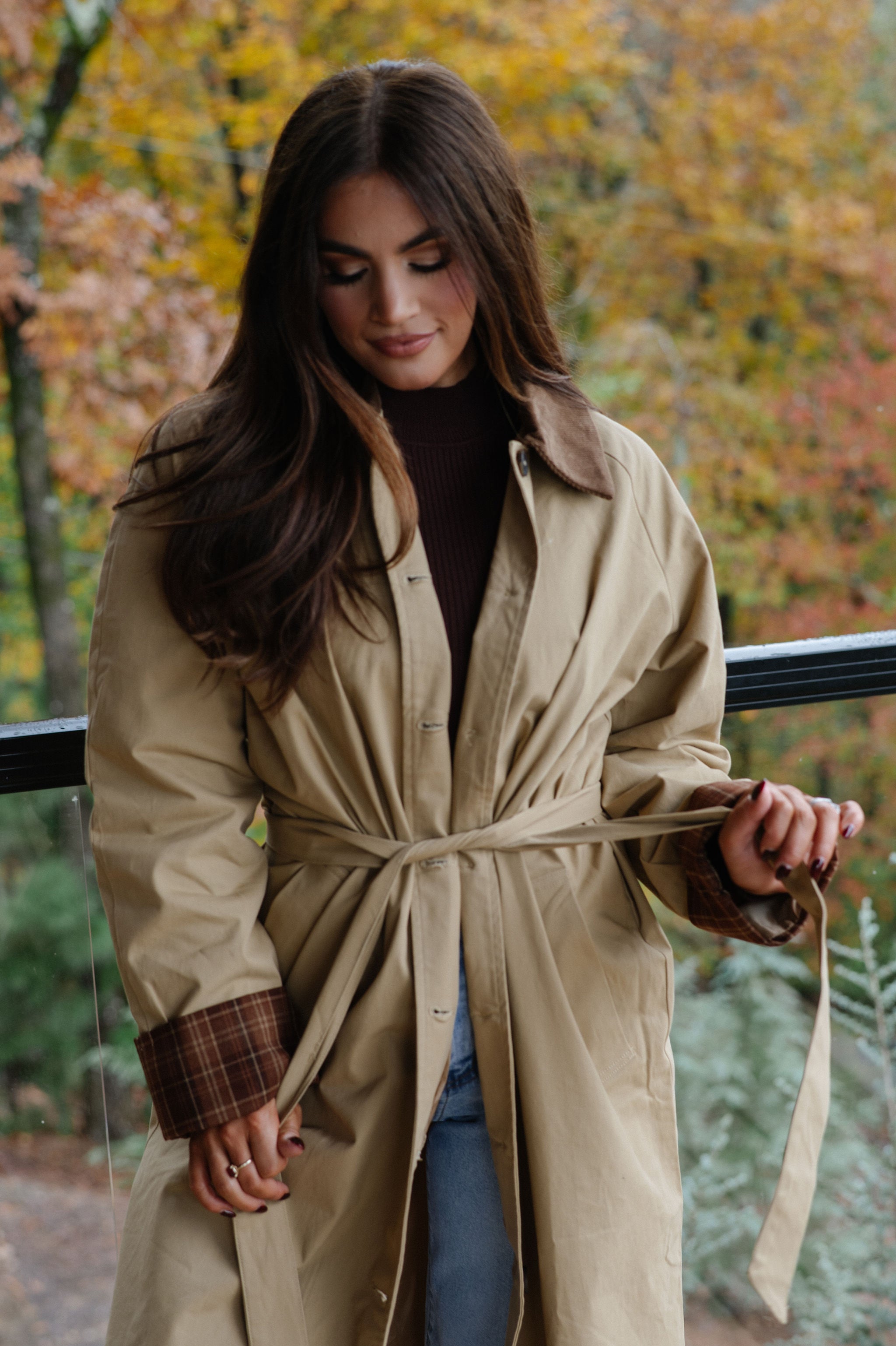 Corduroy Collar Coat-Khaki