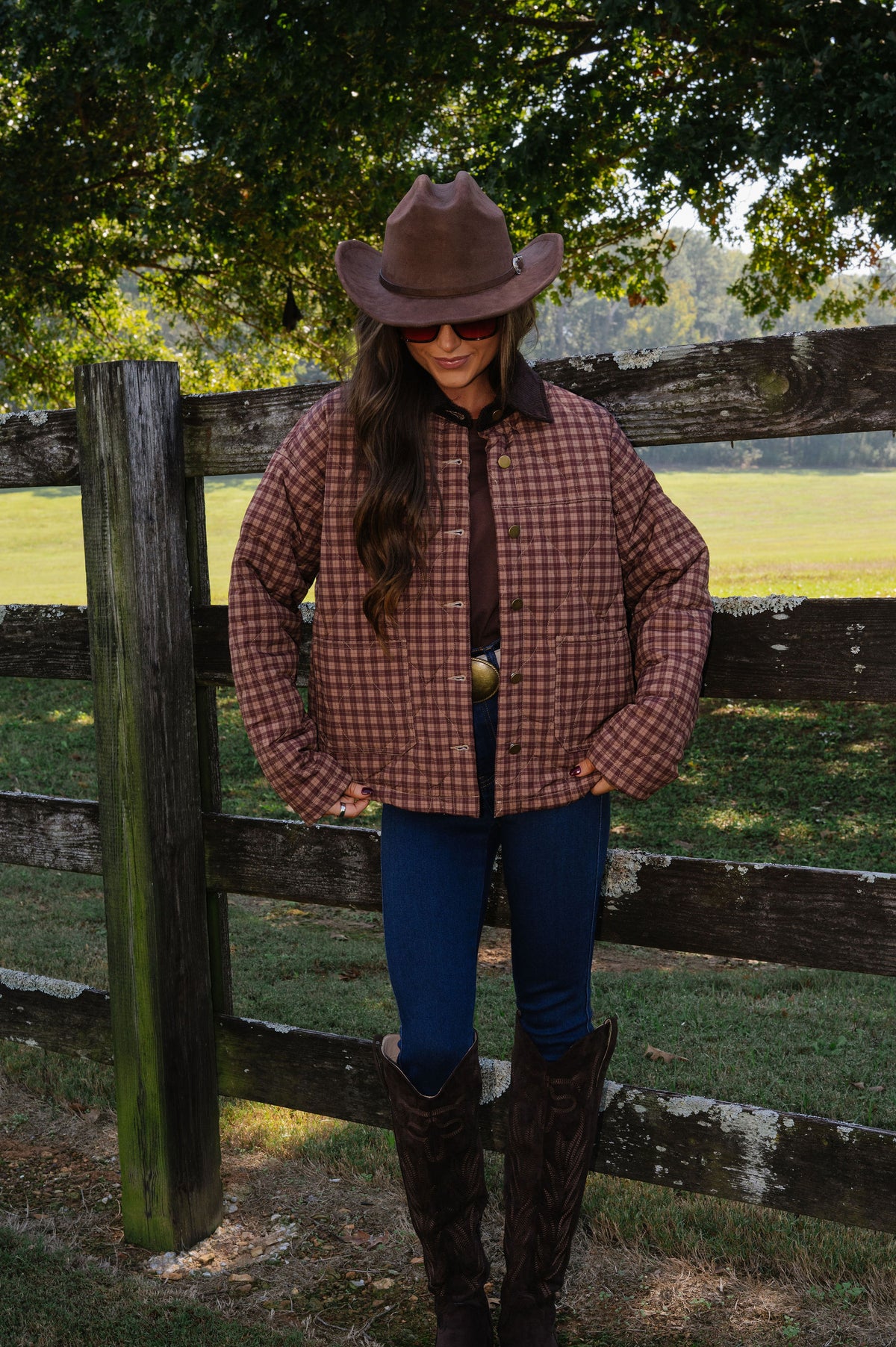 Presley Plaid Jacket-Brown