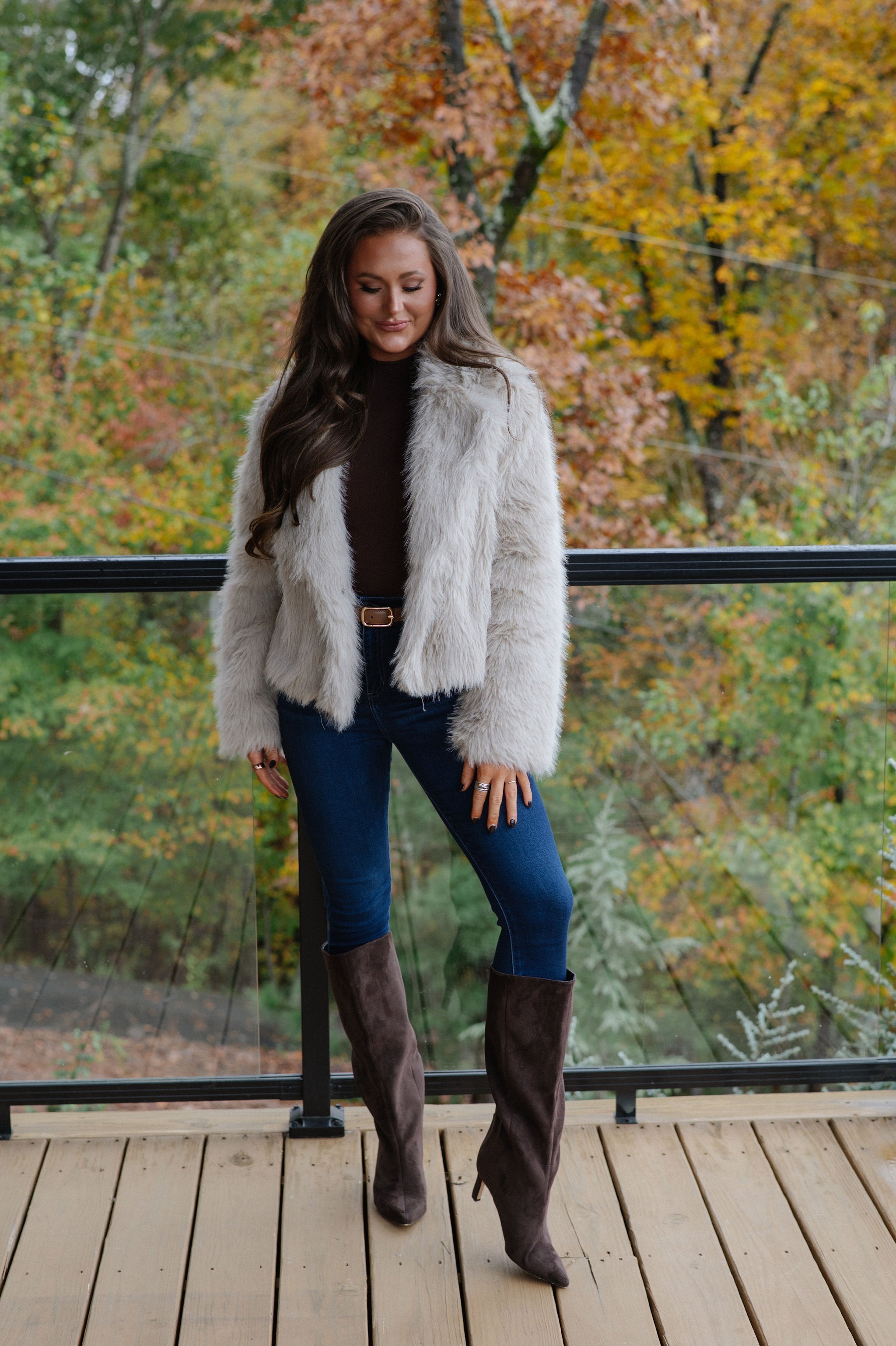 Kaden Fur Jacket-Taupe