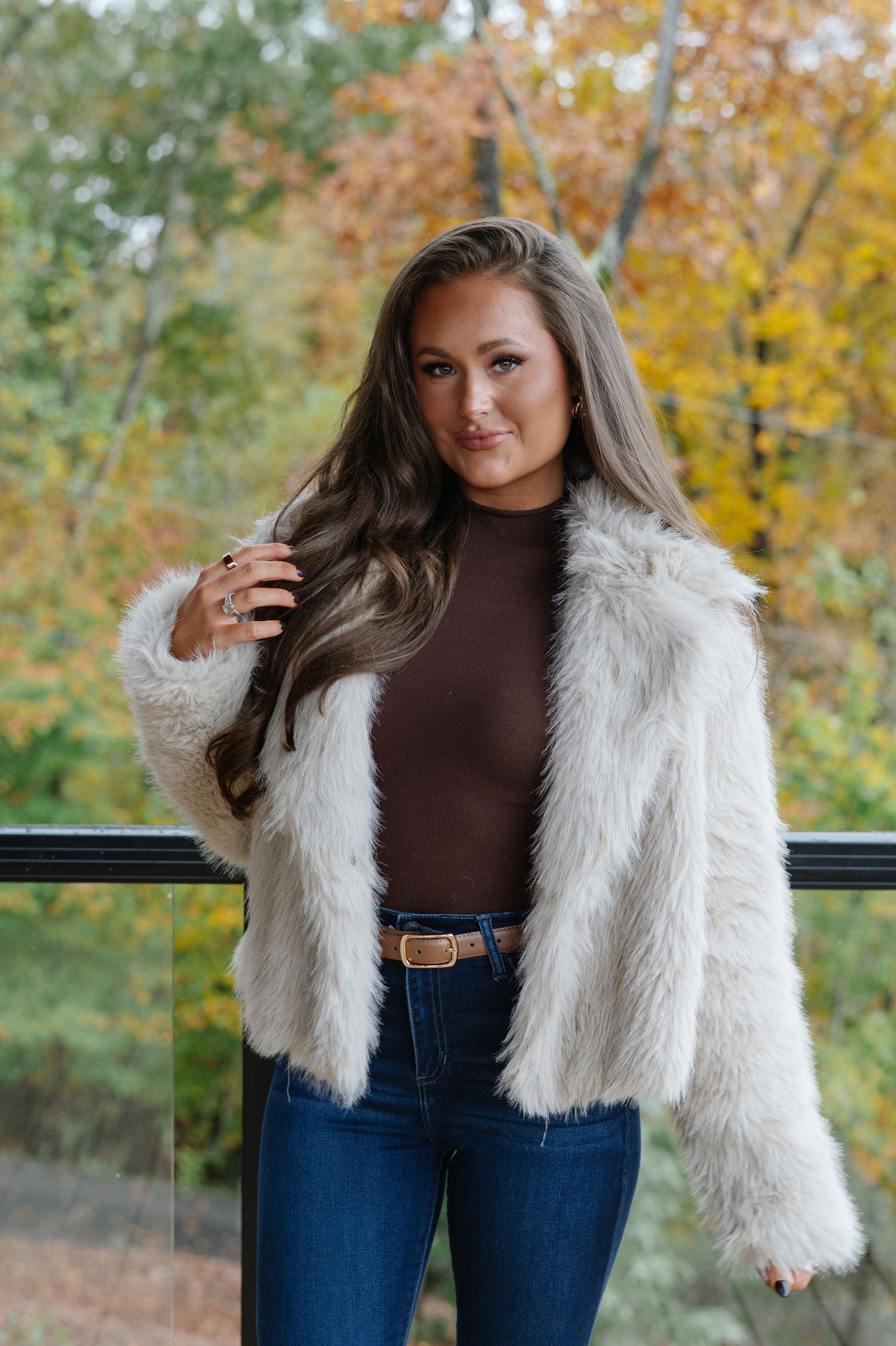 Kaden Fur Jacket-Taupe