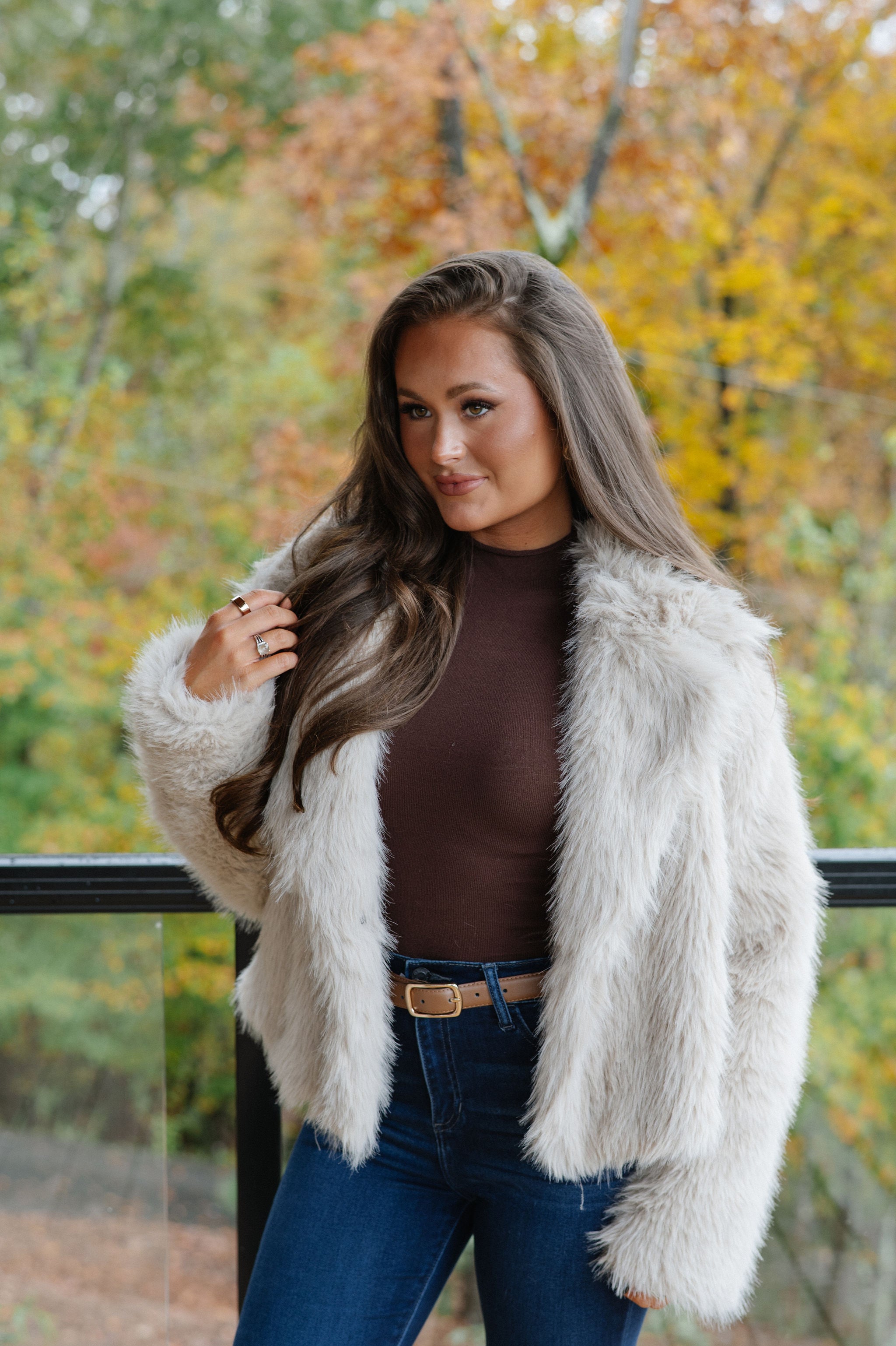 Kaden Fur Jacket-Taupe