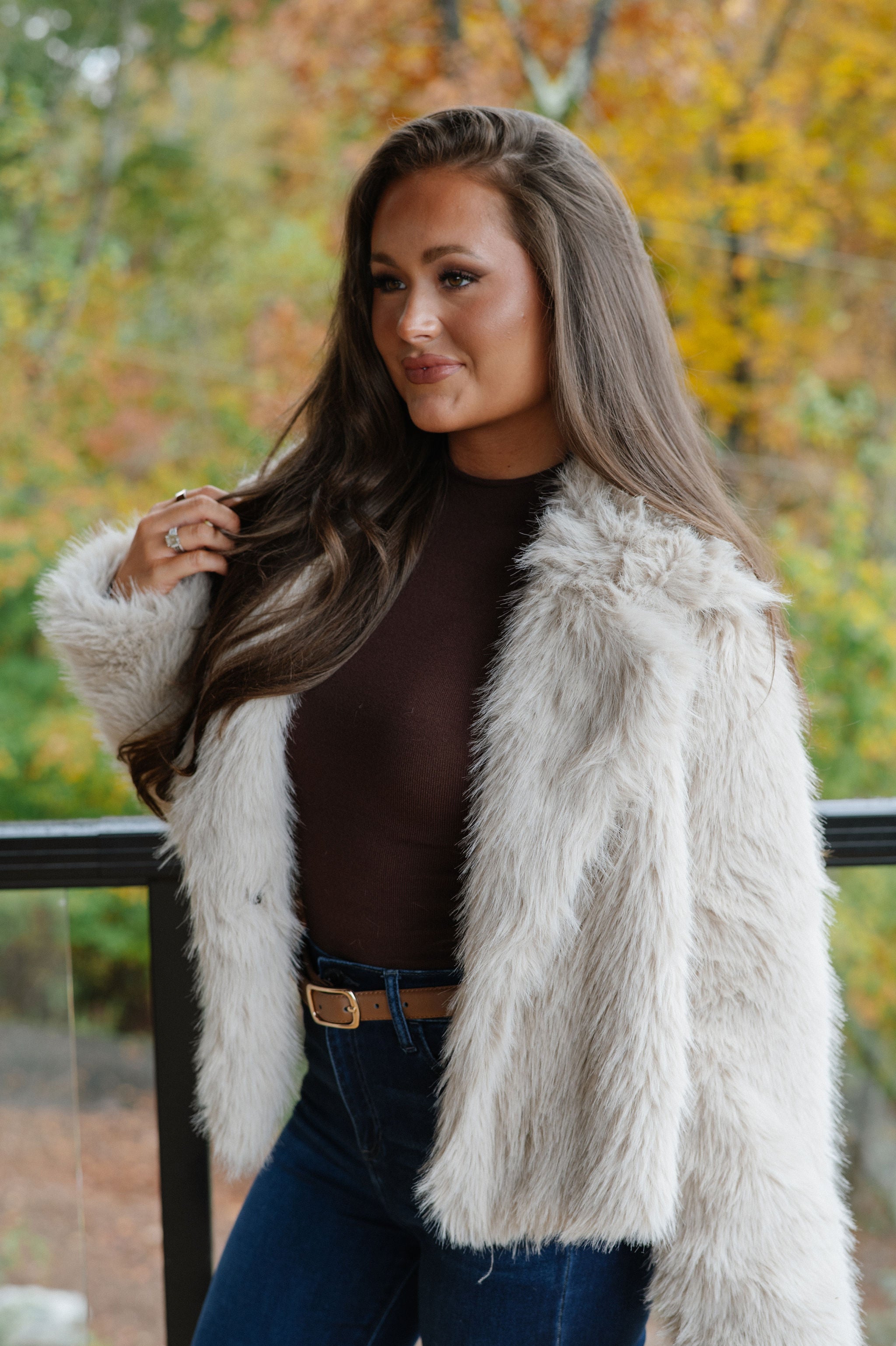 Kaden Fur Jacket-Taupe