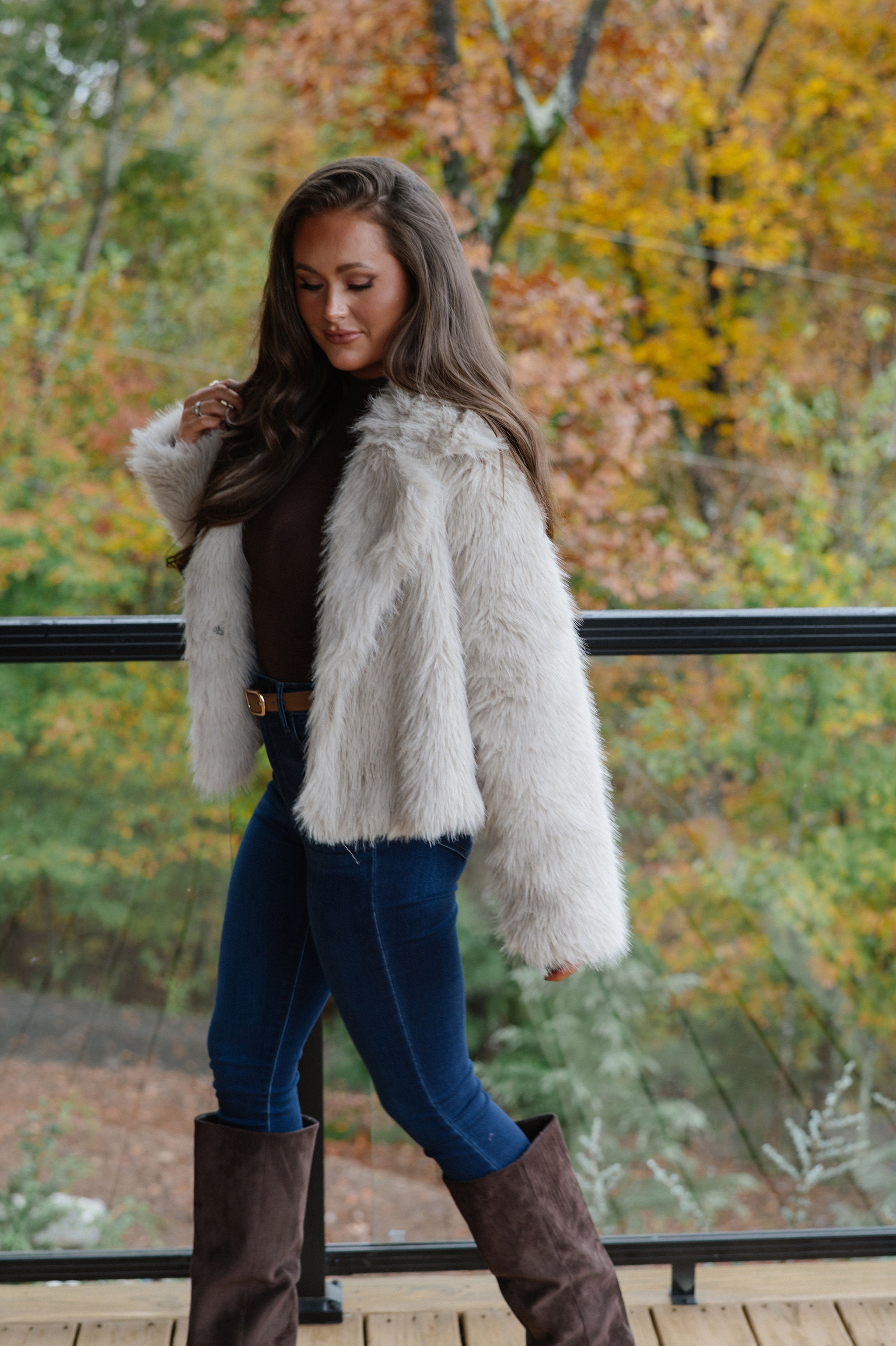 Kaden Fur Jacket-Taupe