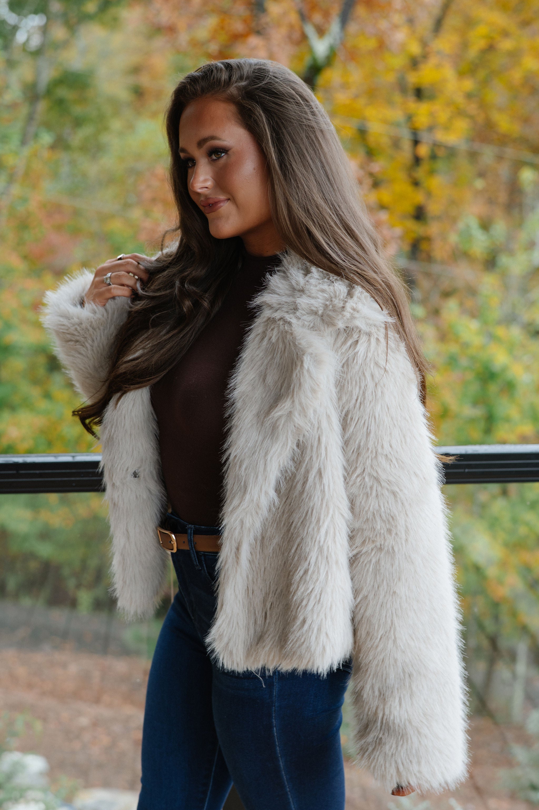 Kaden Fur Jacket-Taupe