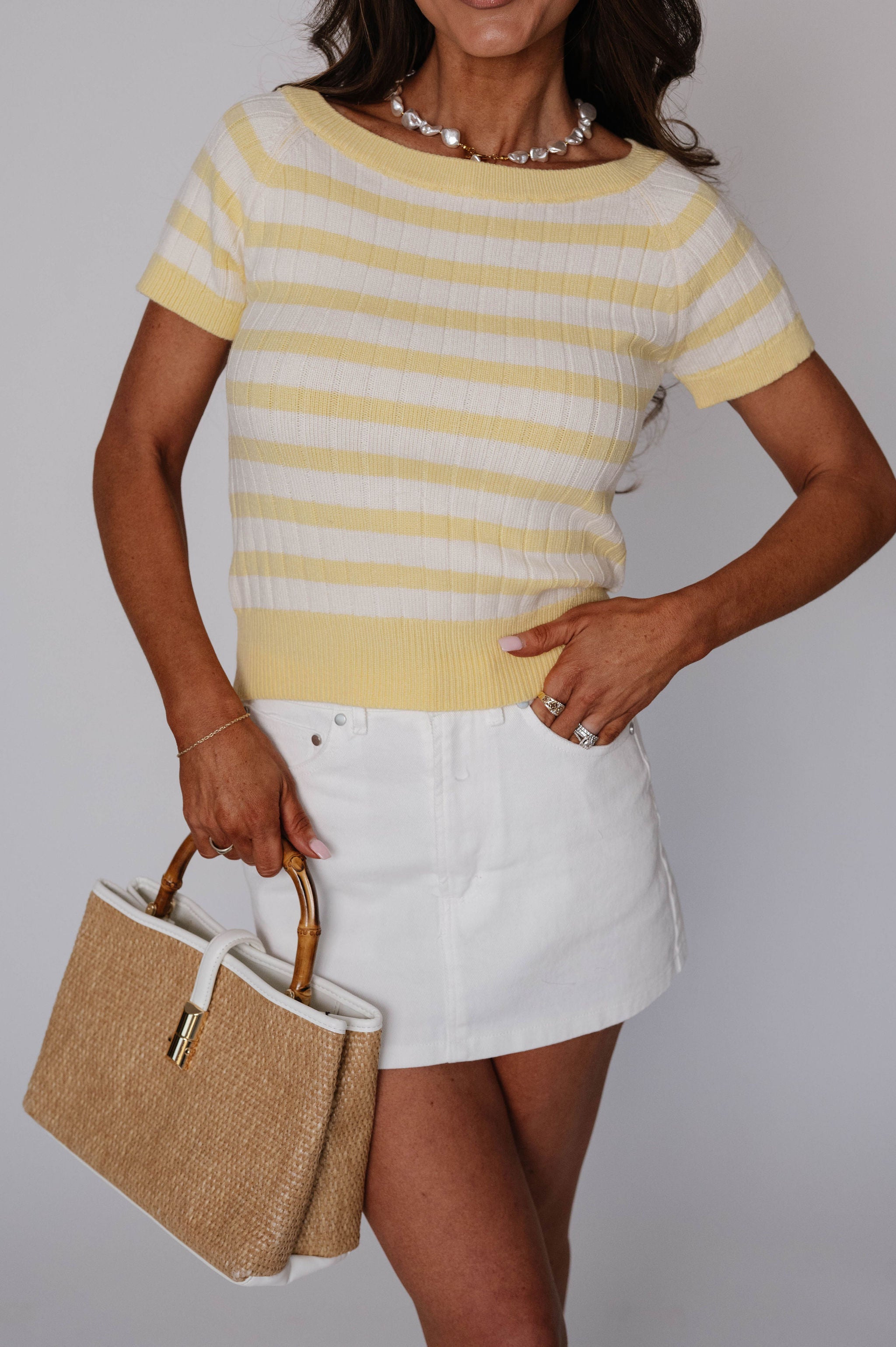 Sunny Striped Sweater Top-Butter/Cream