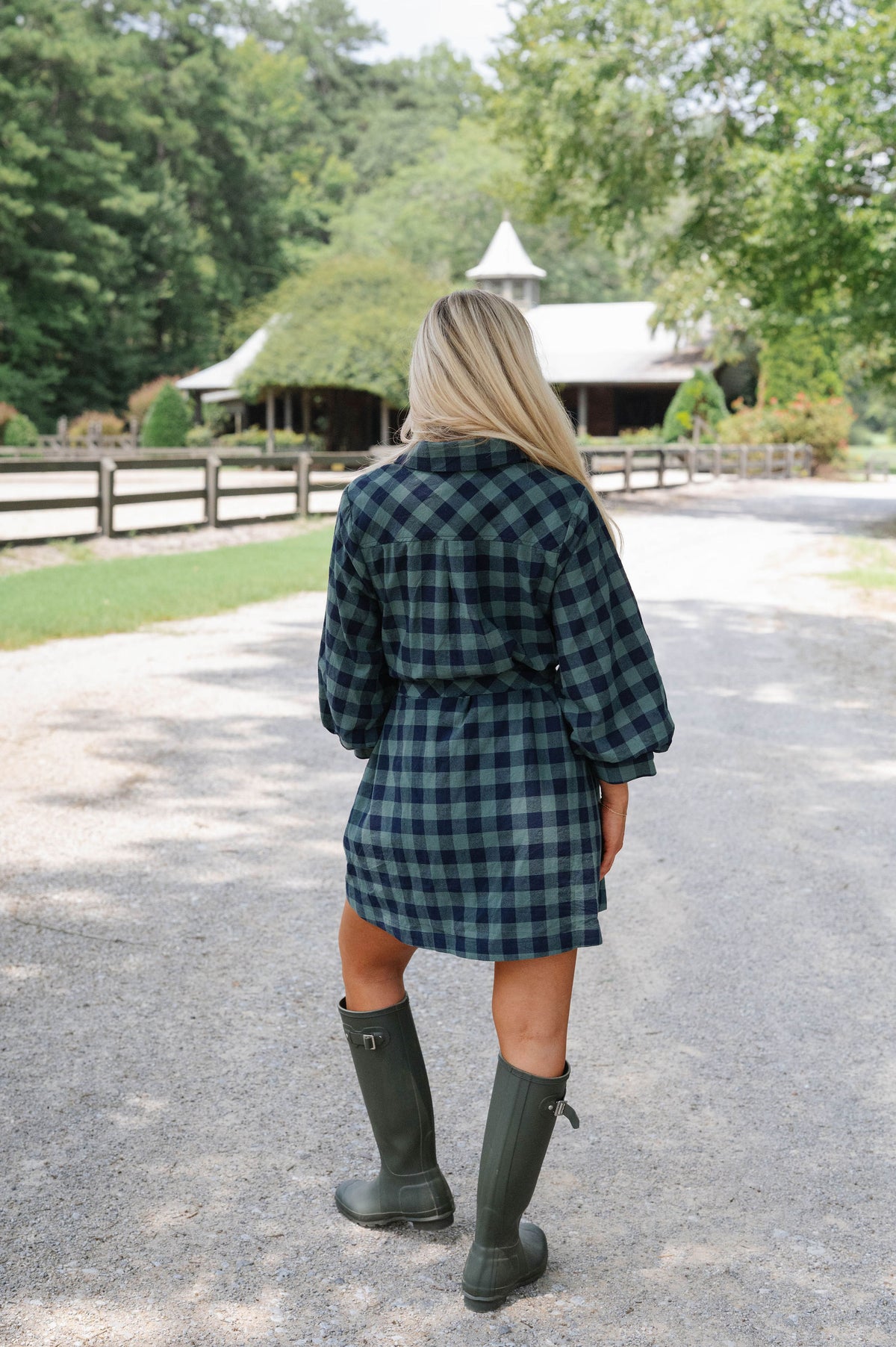 Ava Plaid Dress-Green