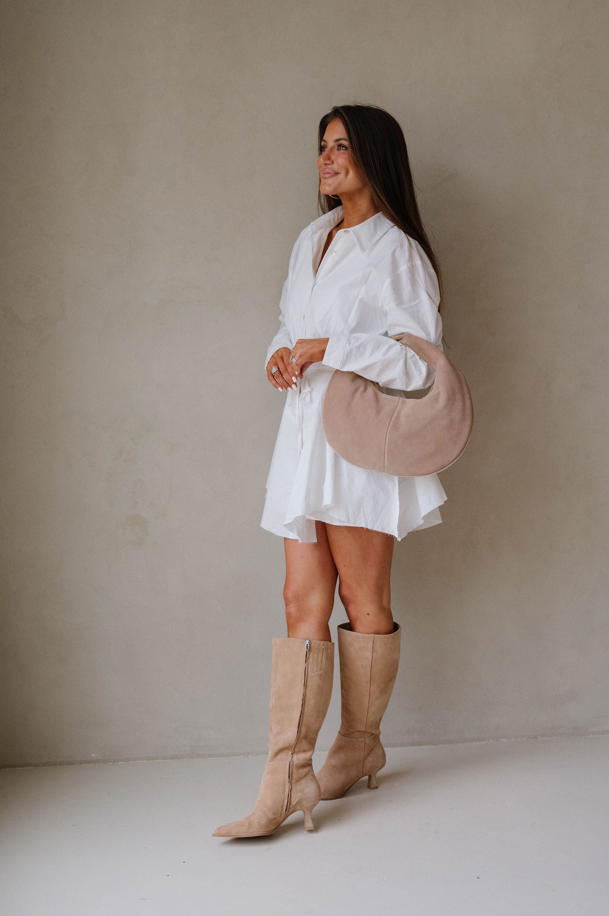 Belted Handkerchief Shirt Romper-Cream