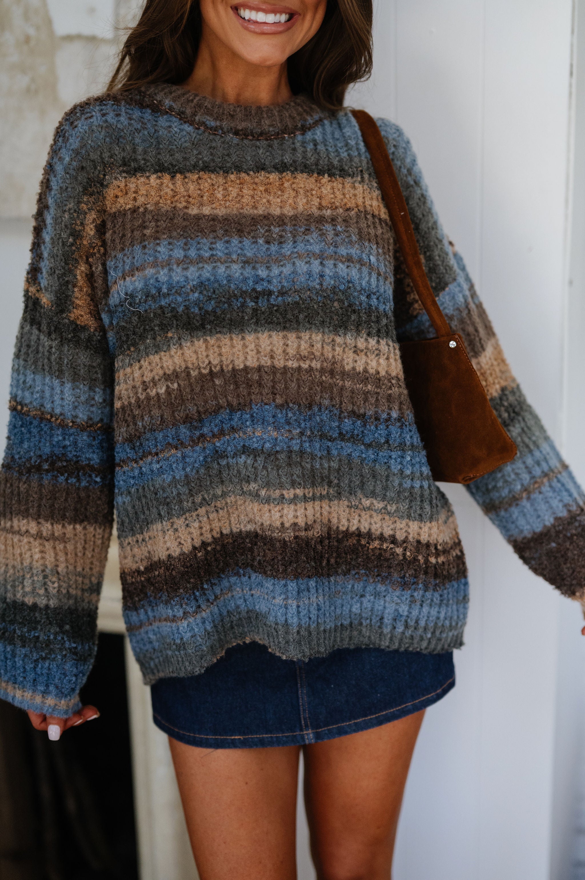 Charlotte Knit Striped Sweater-Brown/Blue