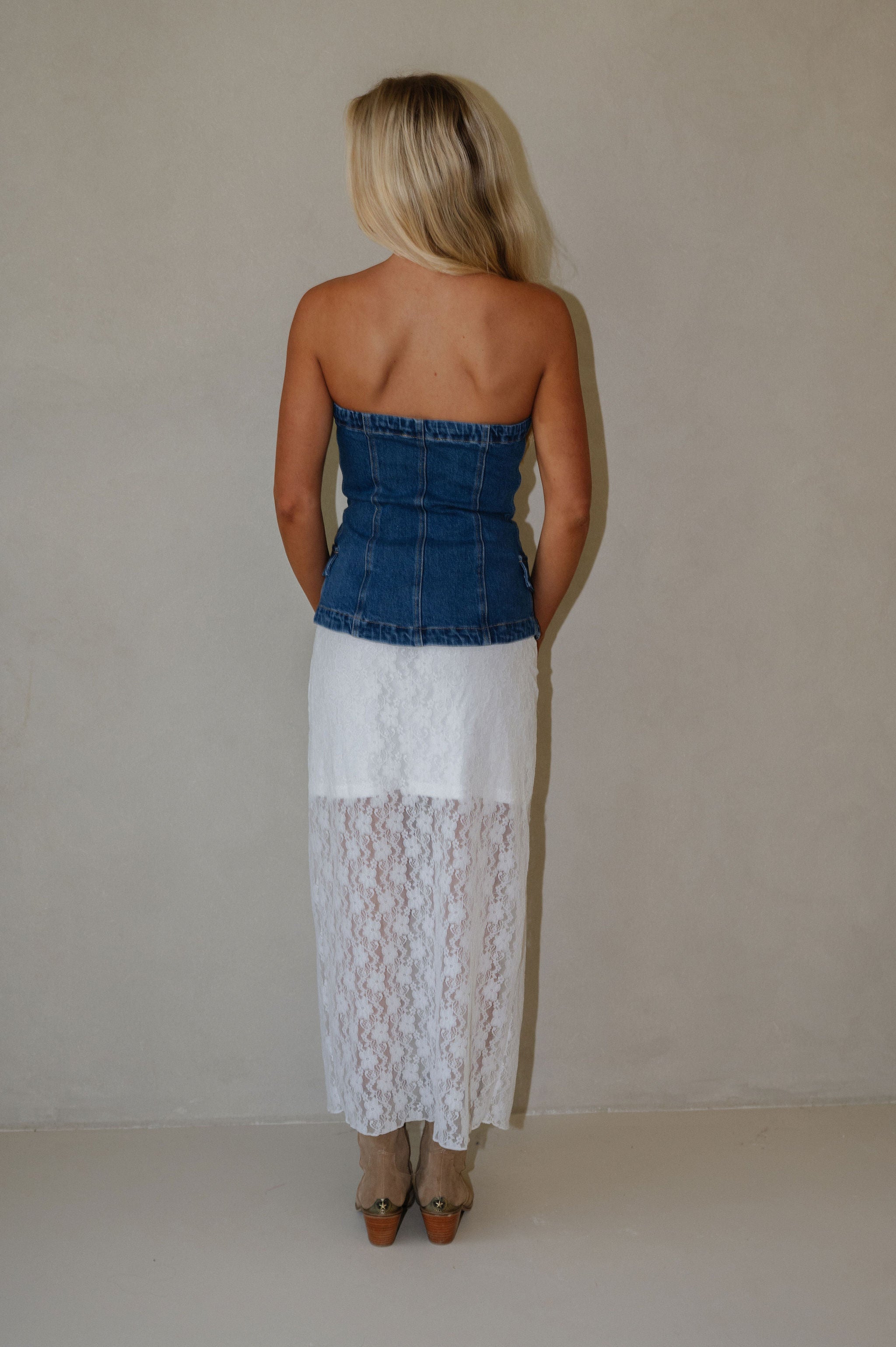 Denim Button Down Tube Top