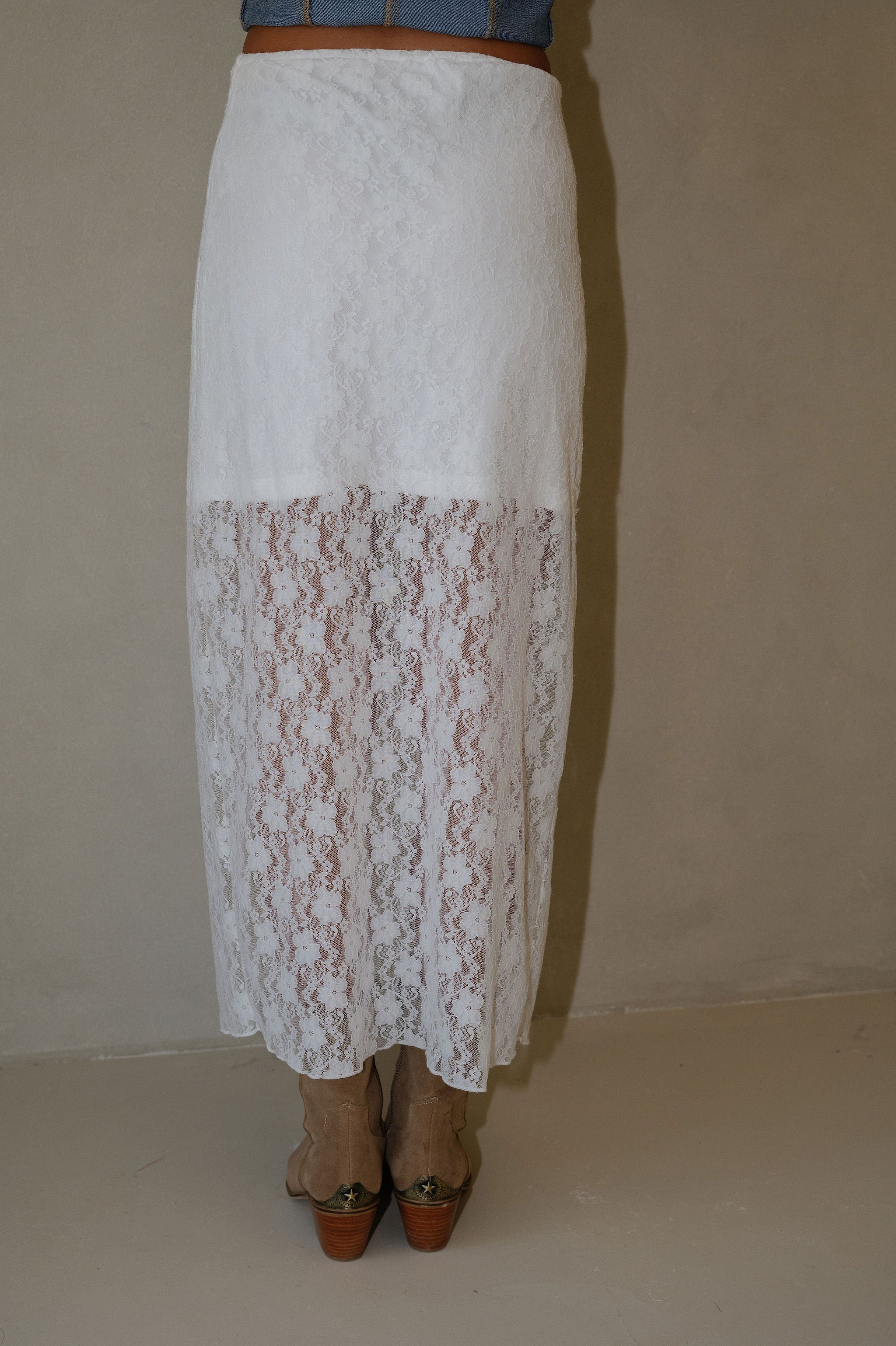 Lace Maxi Skirt-Ivory