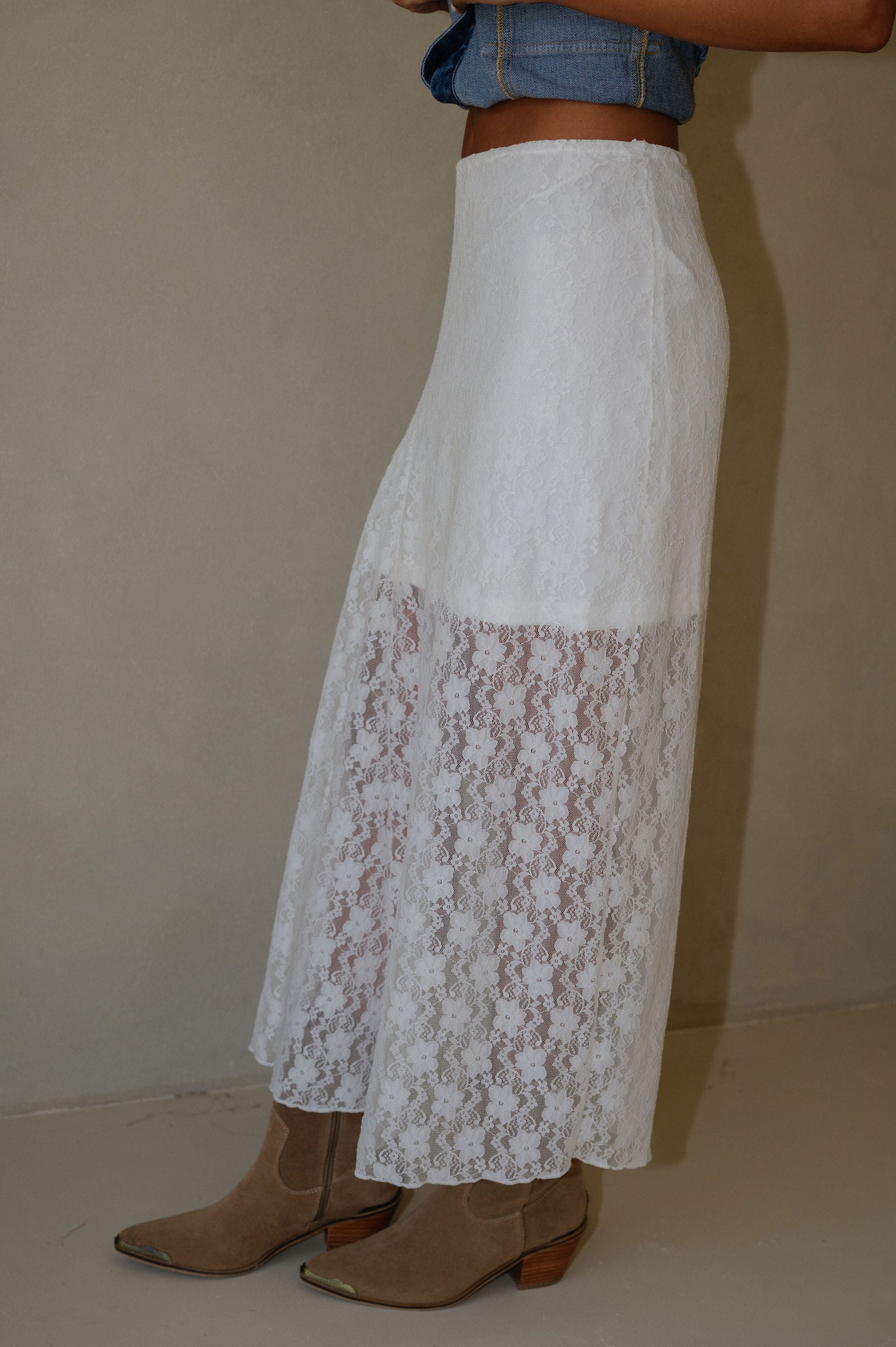 Lace Maxi Skirt-Ivory