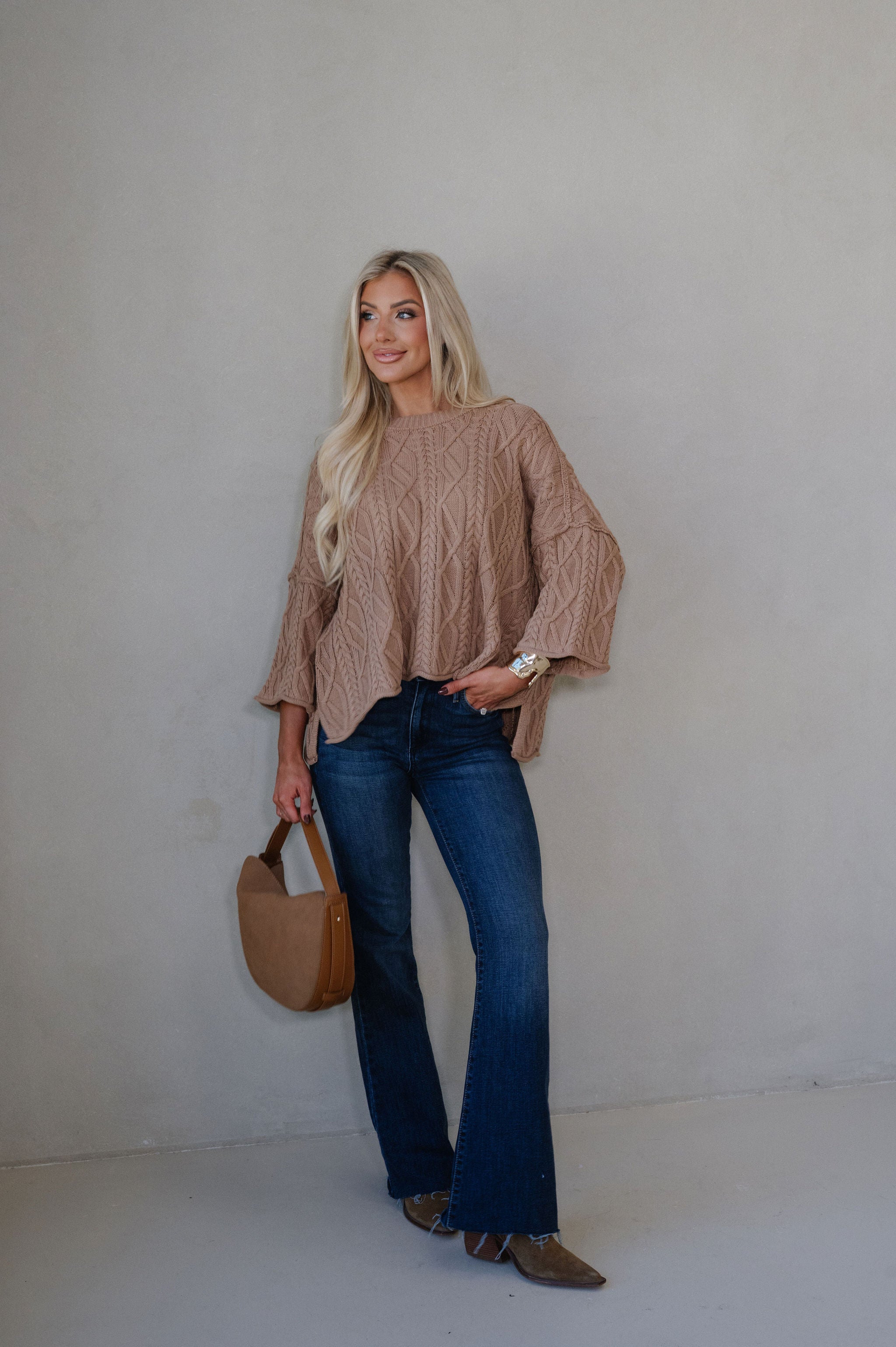 Campbell Bell Sleeve Sweater-Latte