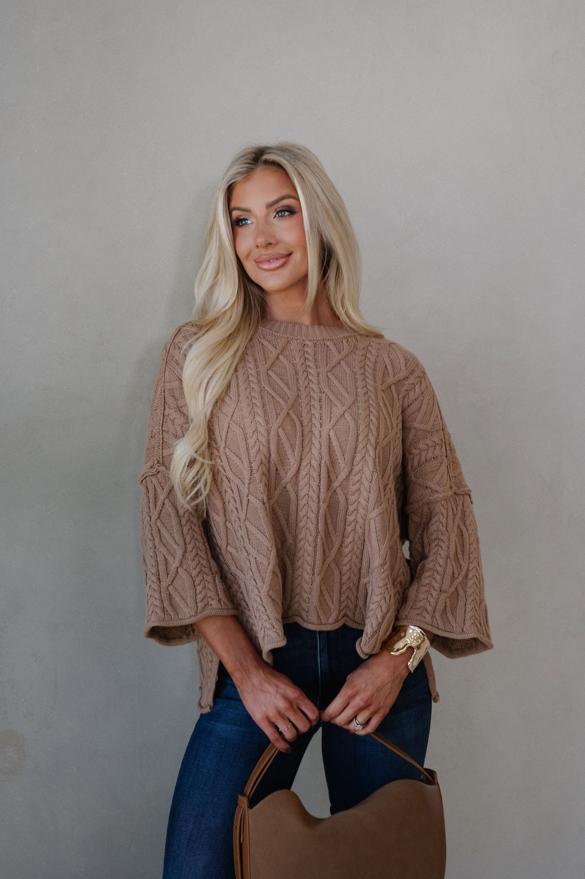 Campbell Bell Sleeve Sweater-Latte