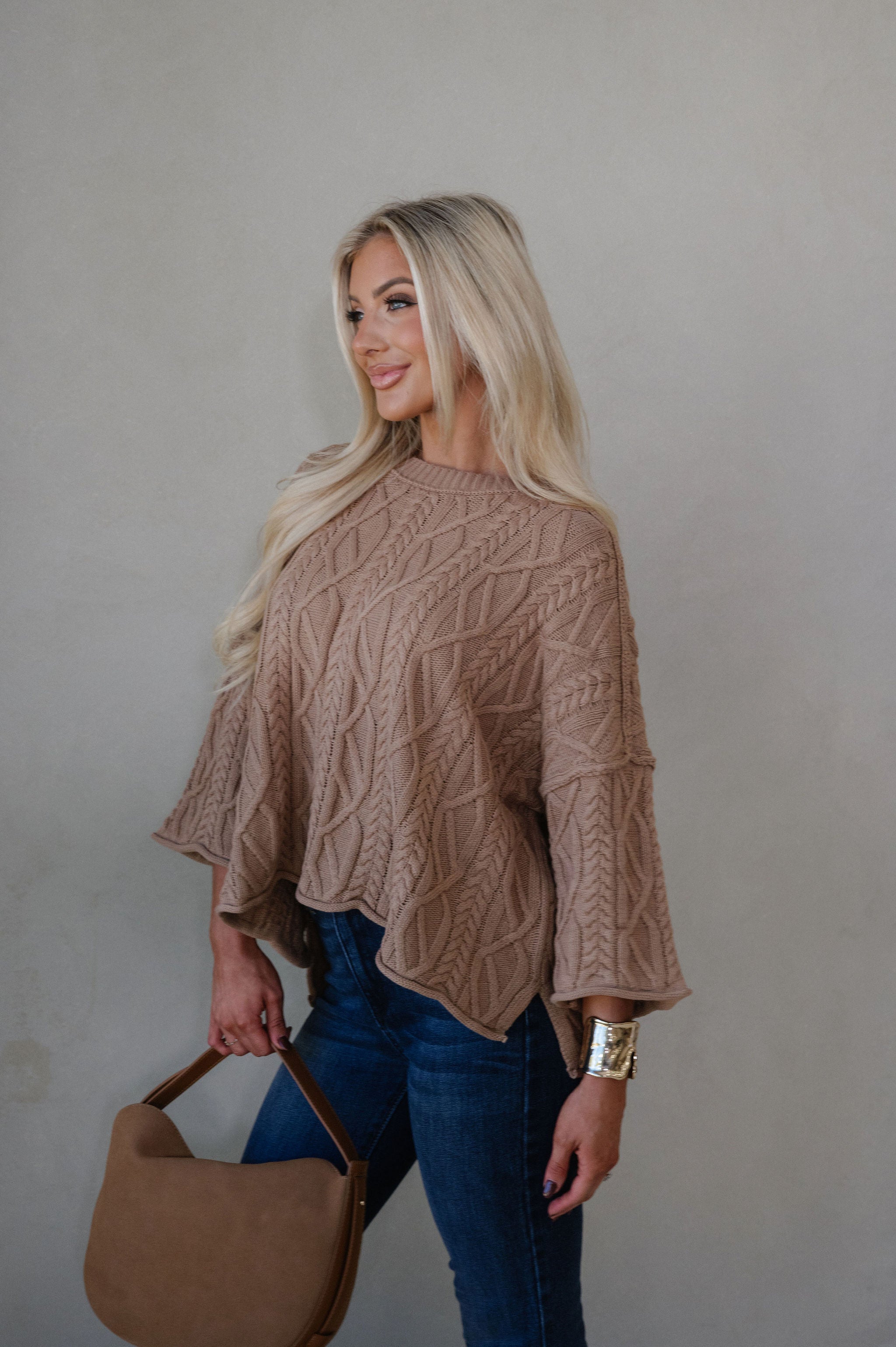 Campbell Bell Sleeve Sweater-Latte