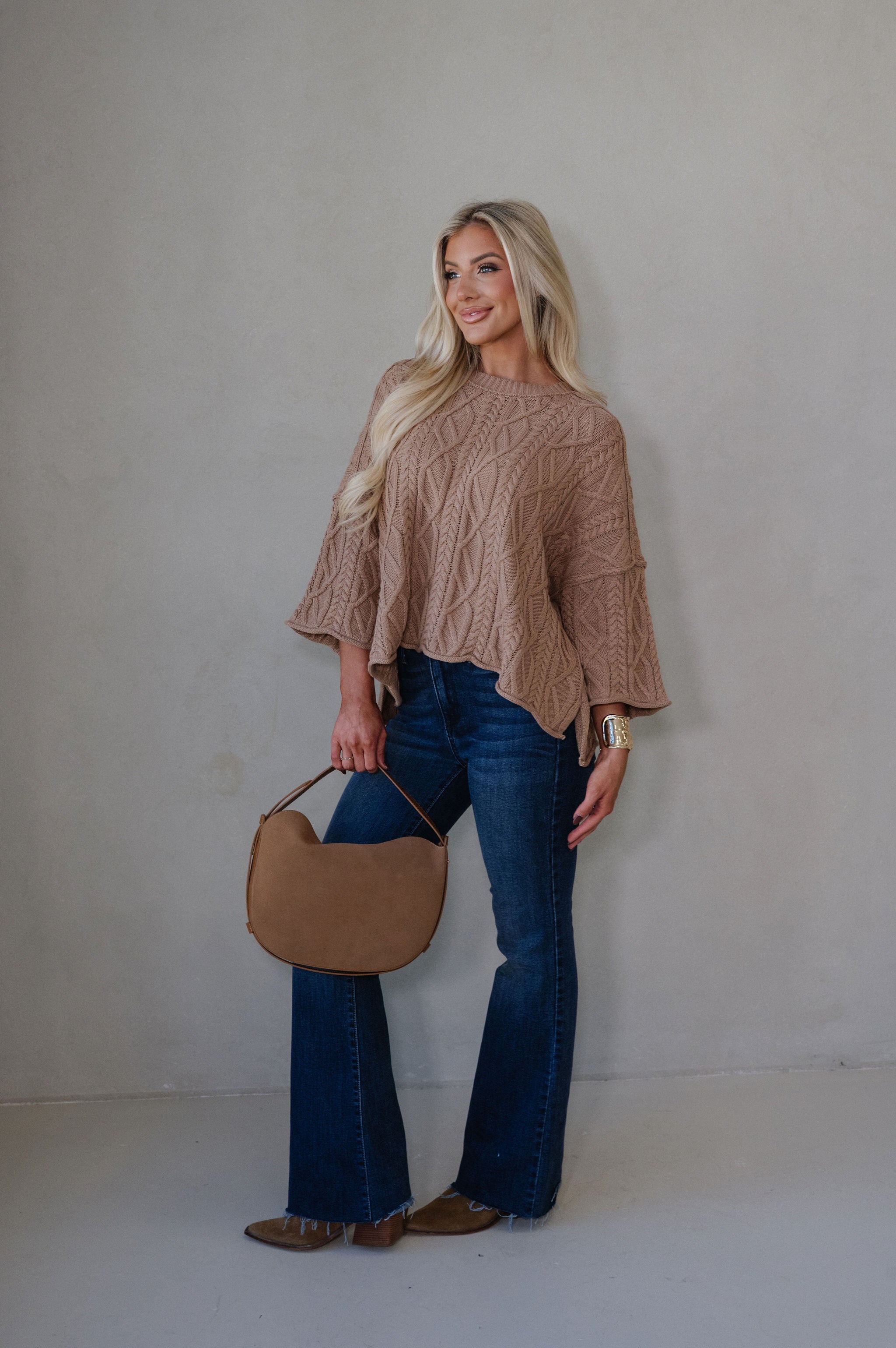 Campbell Bell Sleeve Sweater-Latte
