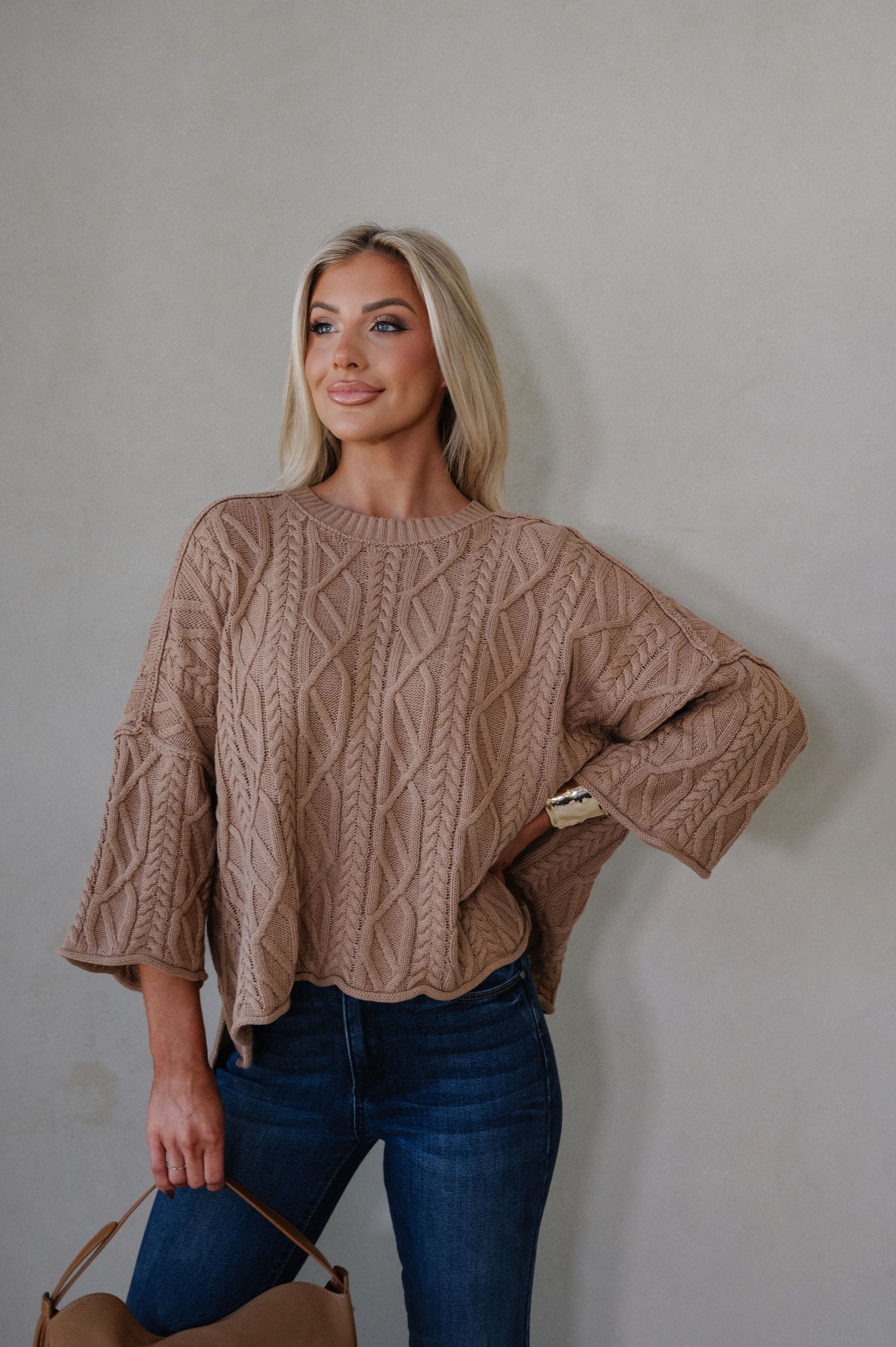 Campbell Bell Sleeve Sweater-Latte