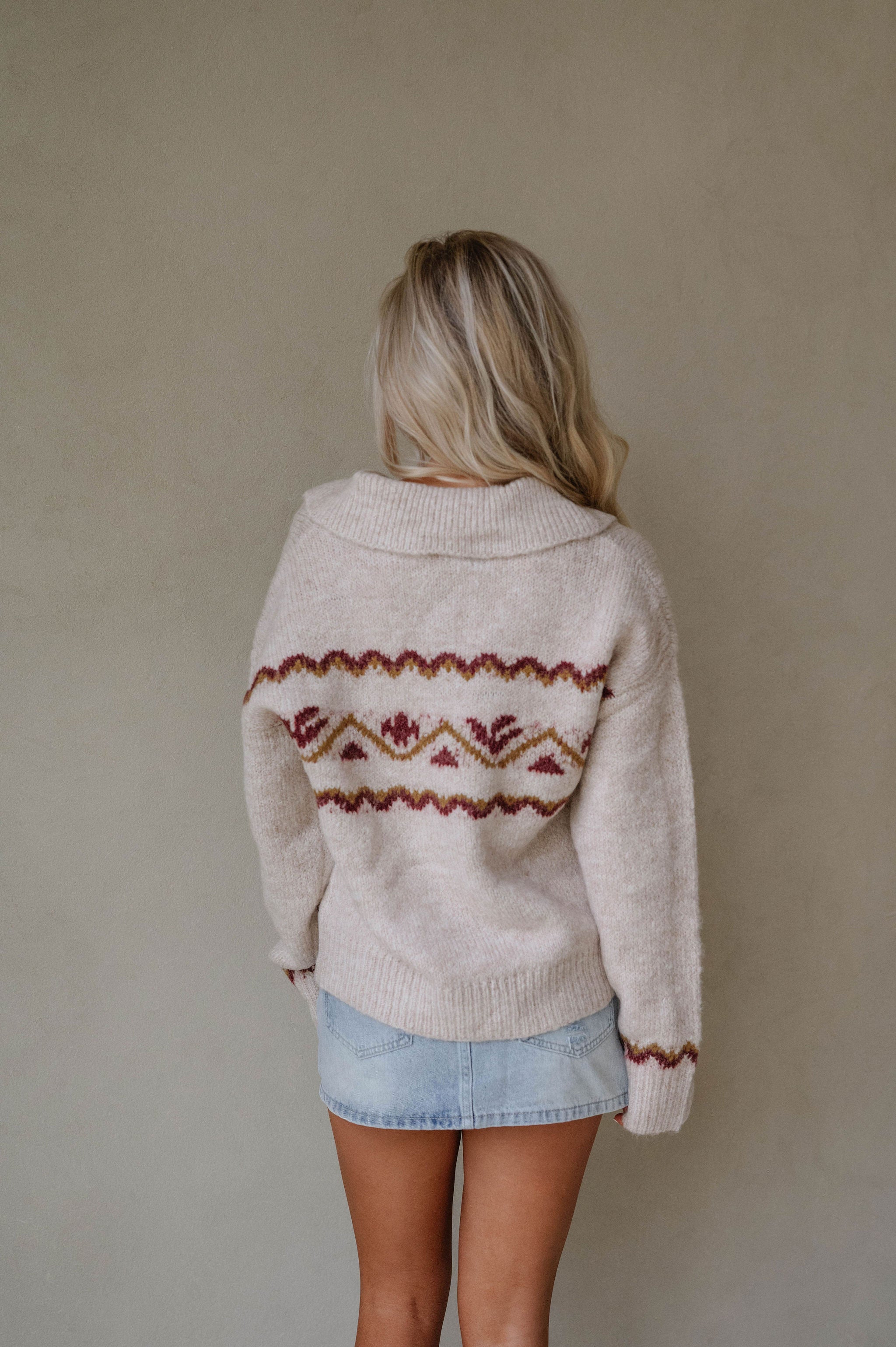 Daven Relaxed Collared Sweater-Oatmeal