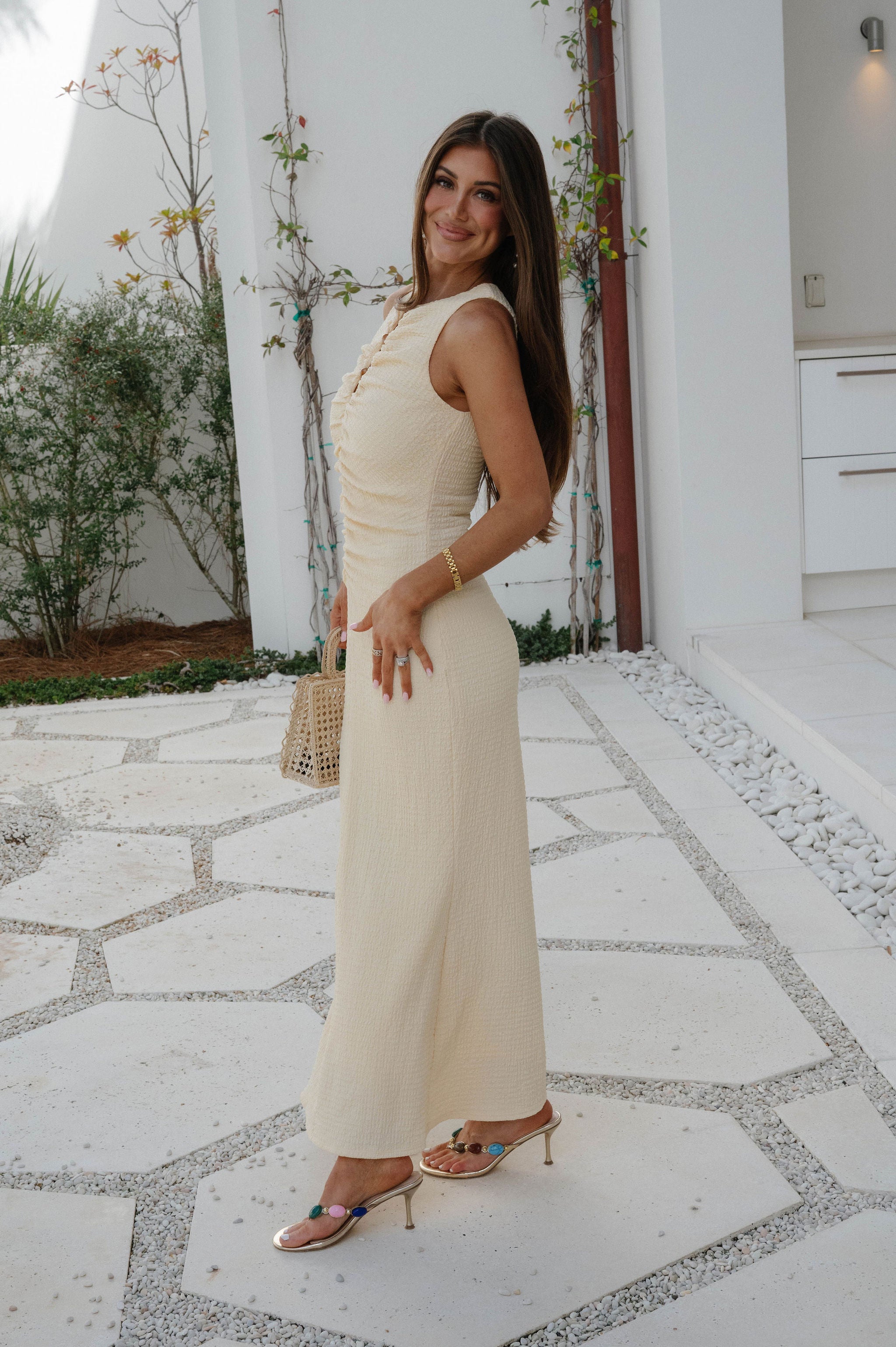 Maria Beaded Maxi Dress-Butter